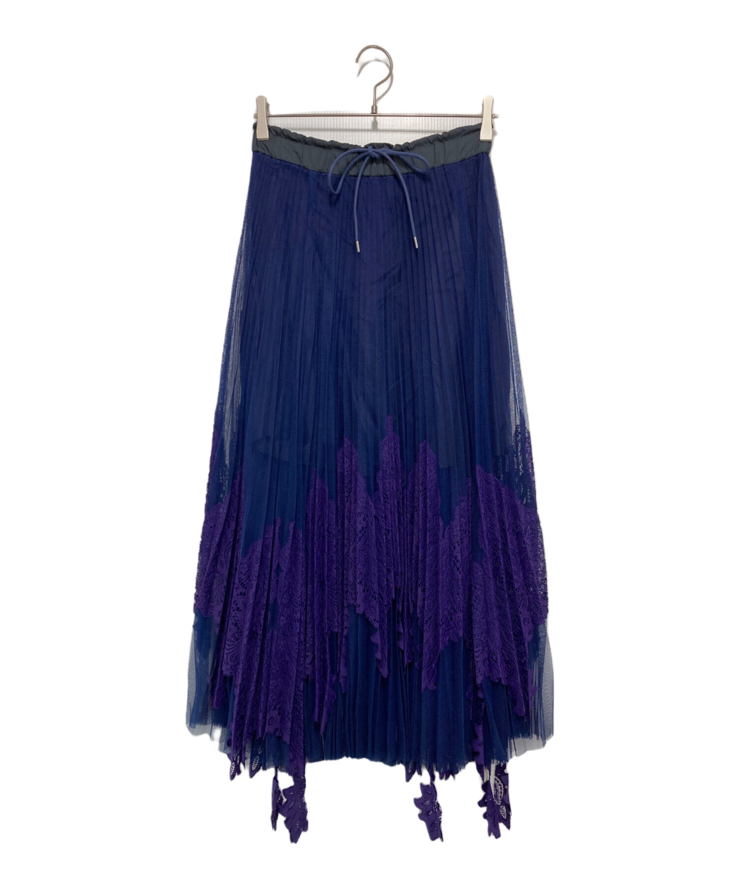 【Sacai】ショーパン付きプリーツスカート　ネイビー　紺　サカイ 中古・古着通販】sacai (サカイ) レースプリーツ ロングスカート