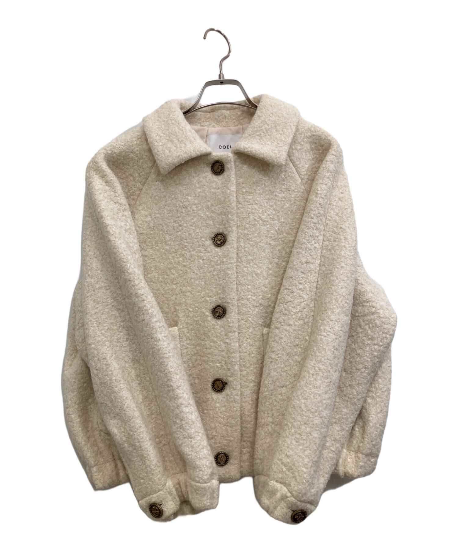 【新品未使用】定価48,400円 コエル ラメツィード ブルゾン　アイボリー COEL ラメツィードブルゾン | KOKO