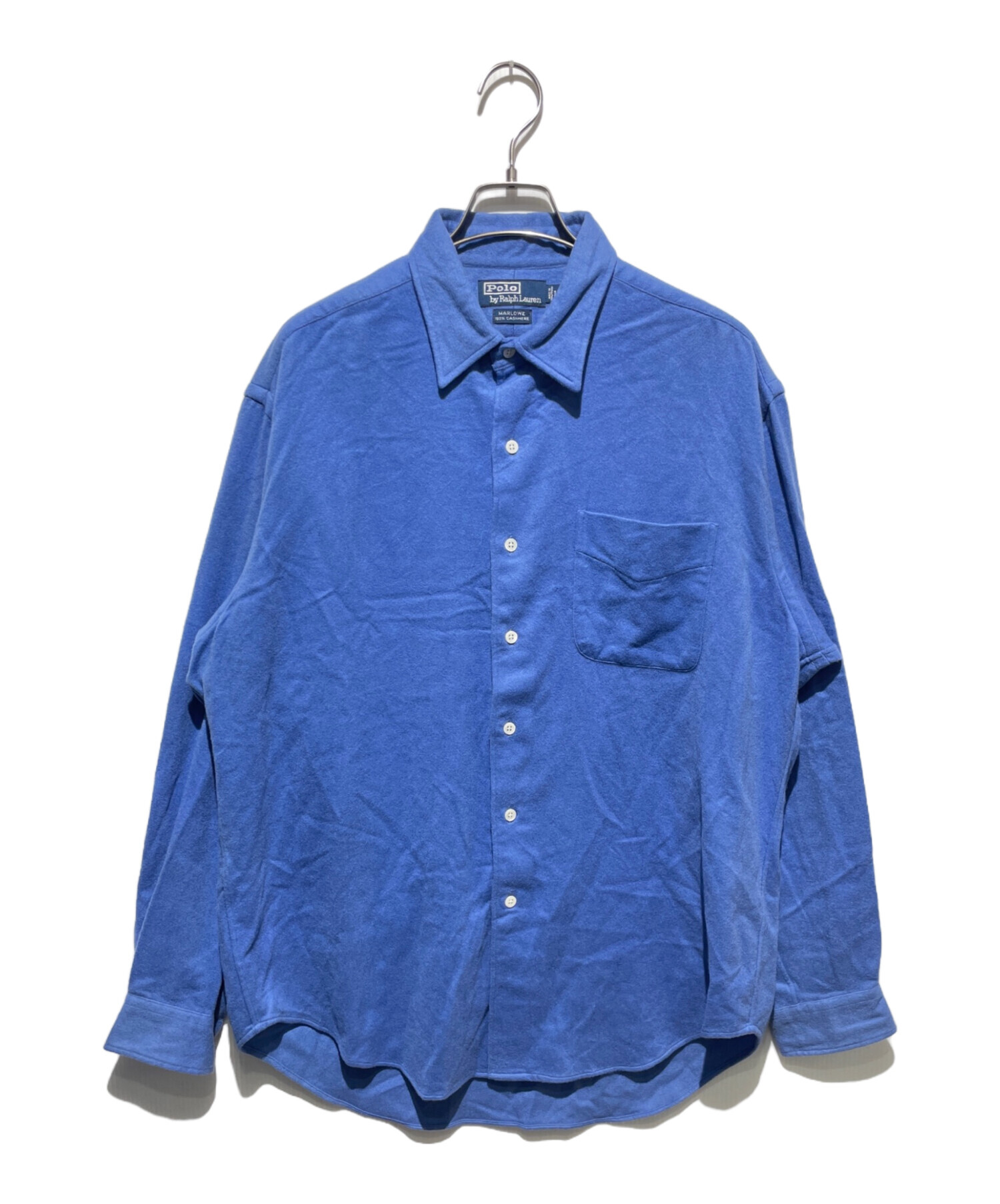 ポロラルフローレン MARLOWE シルク混 青 長袖シャツ M　古着　ブルー 中古・古着通販】POLO RALPH LAUREN (ポロ・ラルフローレン) カシミヤ