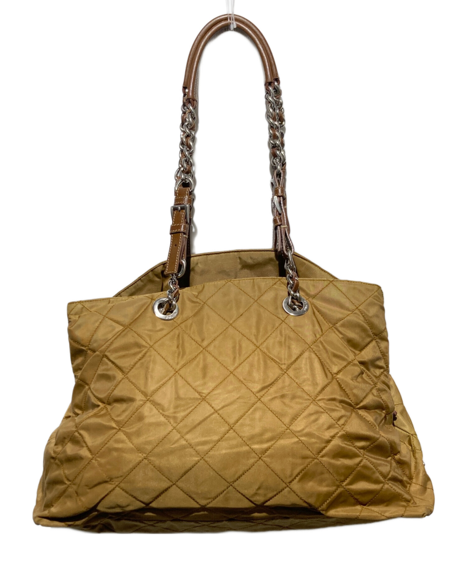 プラダ  チェーンバッグ　キルティング　ブラウン 中古・古着通販】PRADA (プラダ) キルティングチェーントートバッグ