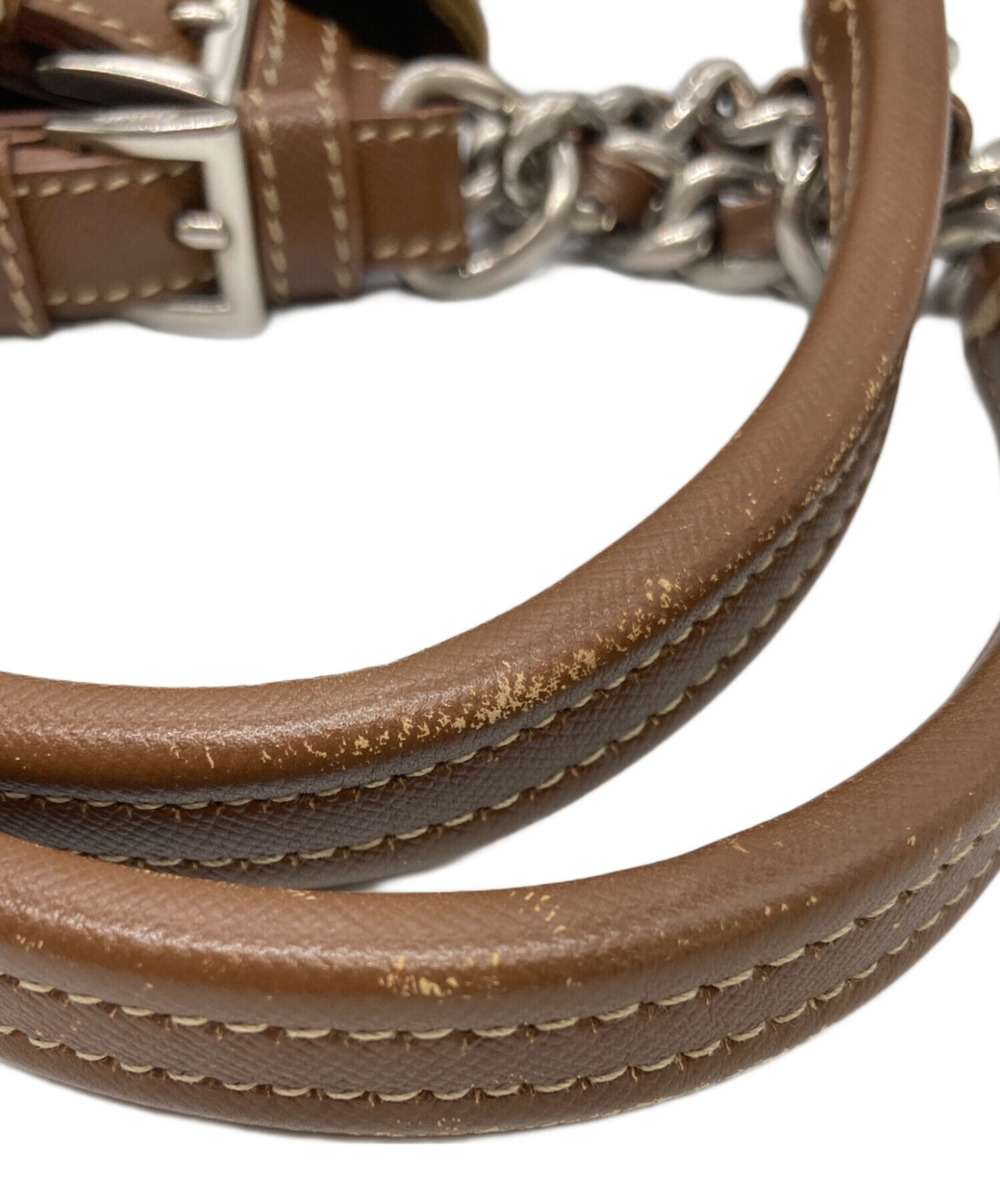 プラダ  チェーンバッグ　キルティング　ブラウン PRADA プラダ キルティング トライアングルロゴ ナイロン チェーン