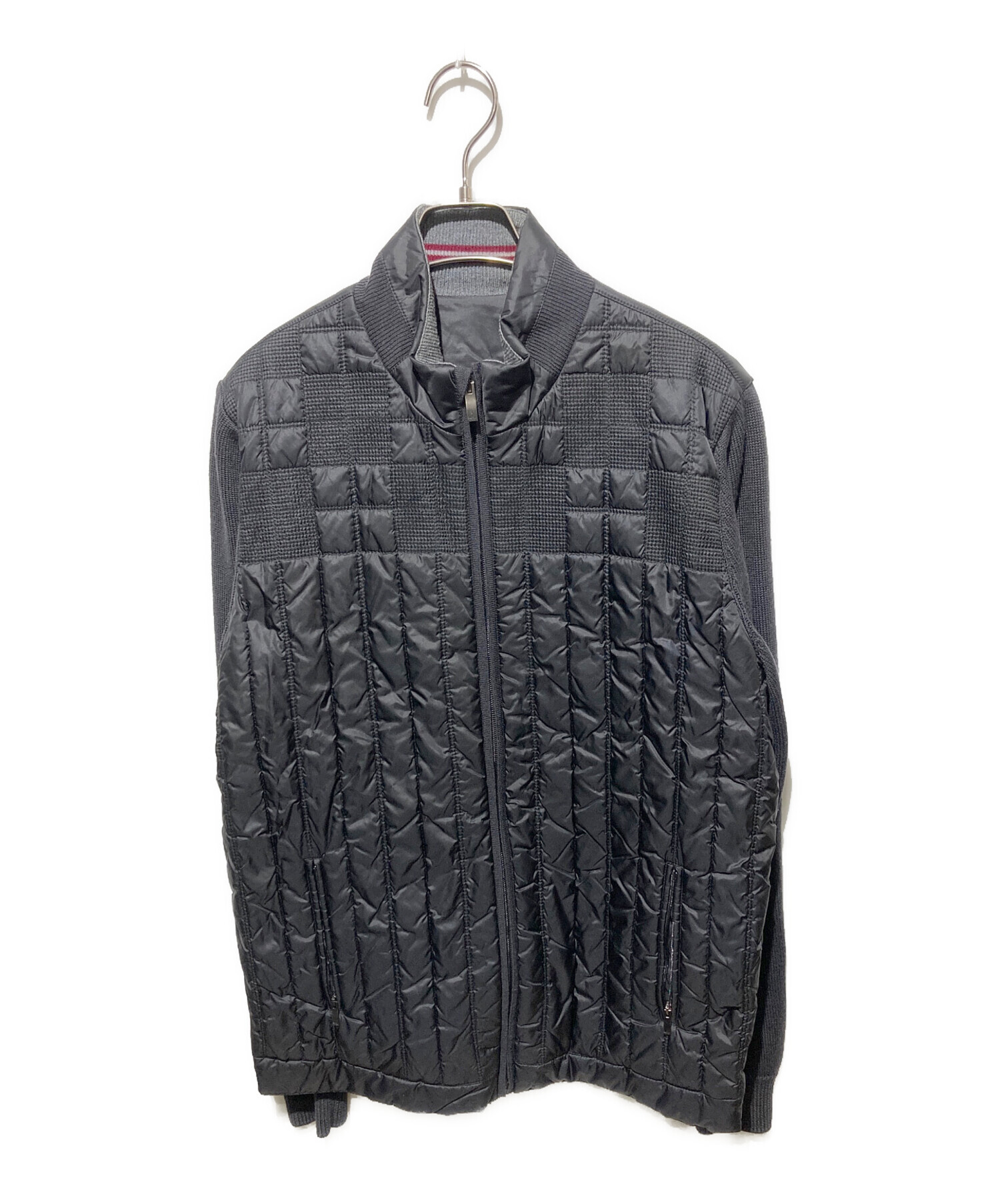 dunhill ブラック キルティングレザー ジャケット 中古・古着通販】dunhill (ダンヒル) 袖切替キルティングジャケット