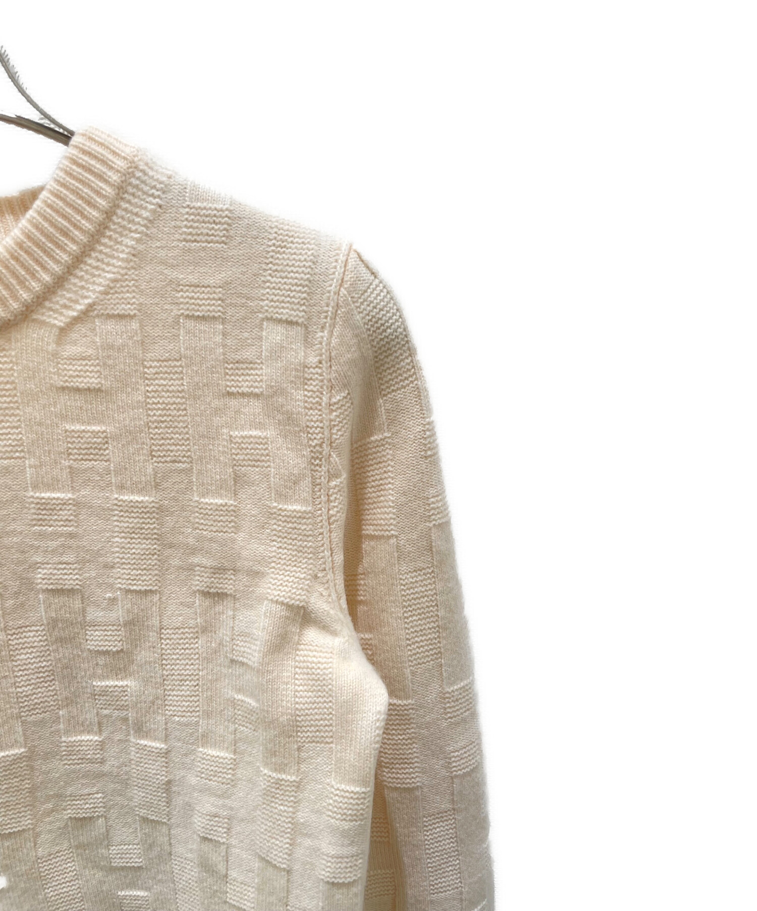 HERMÈS アイボリー ウールセーター 34 中古・古着通販】HERMES (エルメス) Hモチーフウールニット アイボリー