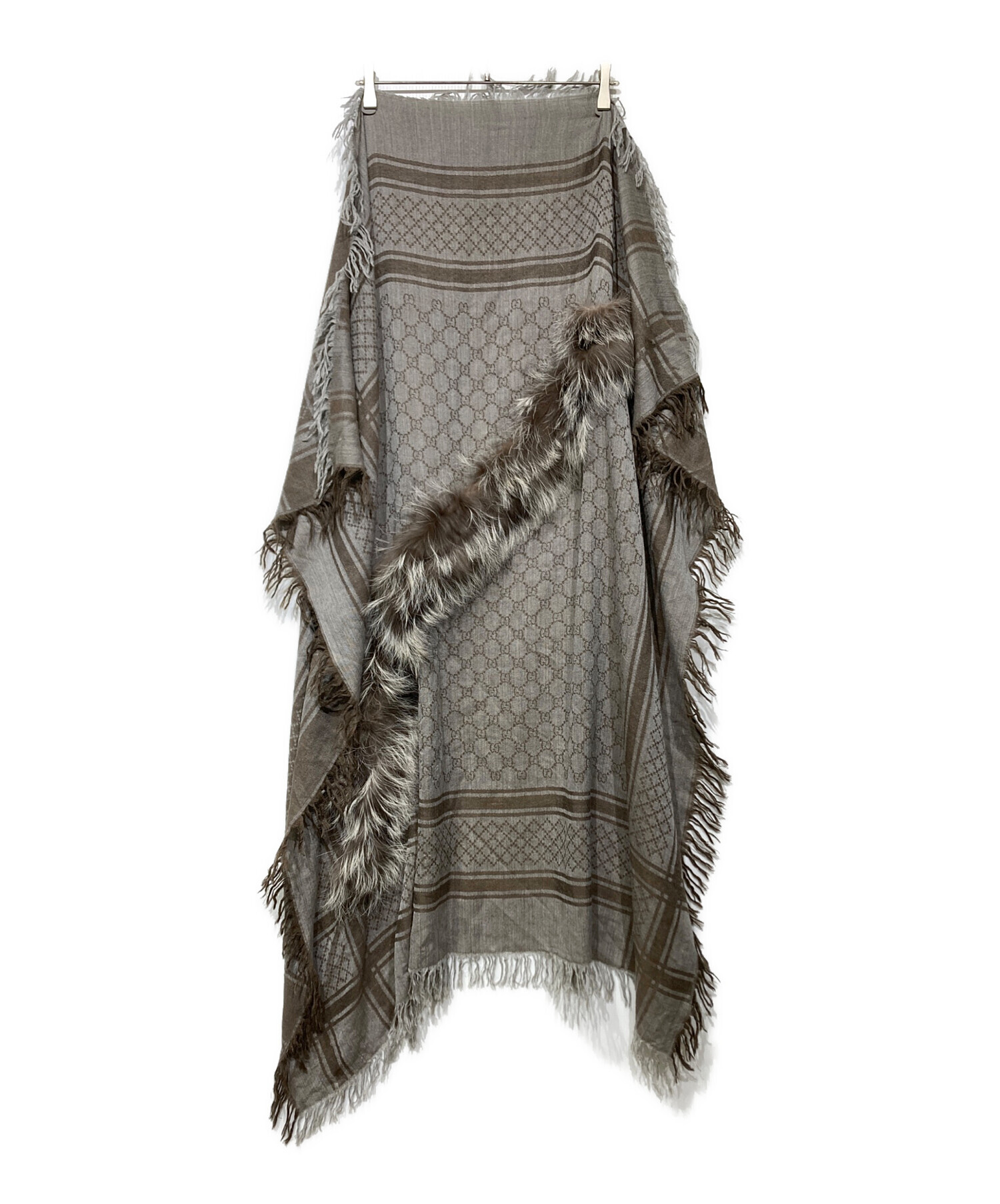 中古・古着通販】GUCCI (グッチ) GG柄 フォックスファー付 ストール