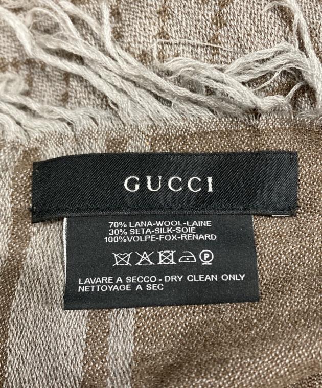 中古・古着通販】GUCCI (グッチ) GG柄 フォックスファー付 ストール