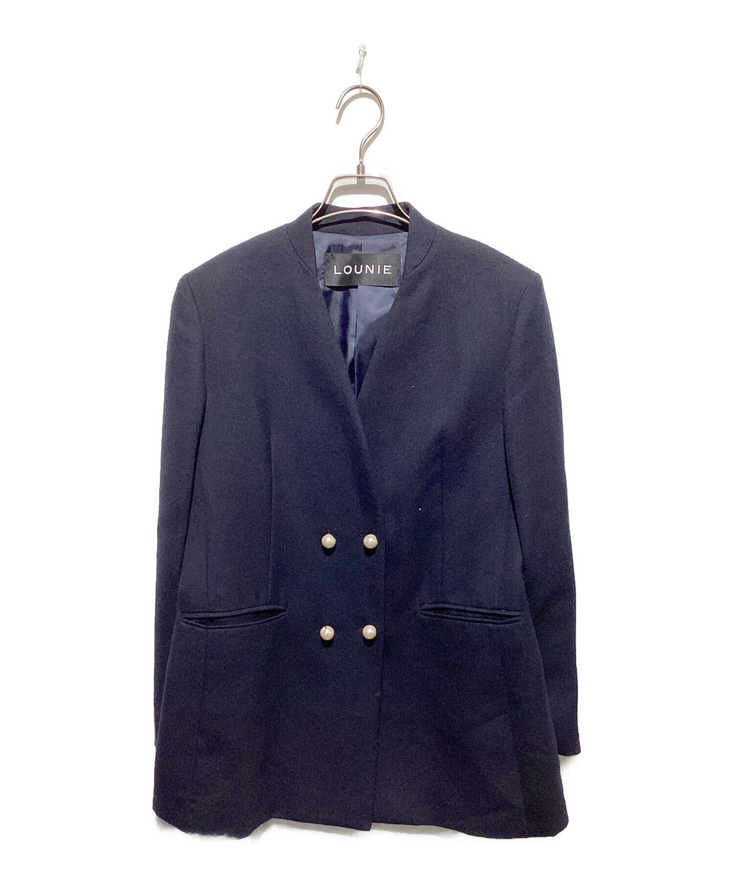 中古・古着通販】LOUNIE (ルーニー) パール釦ノーカラージャケット 