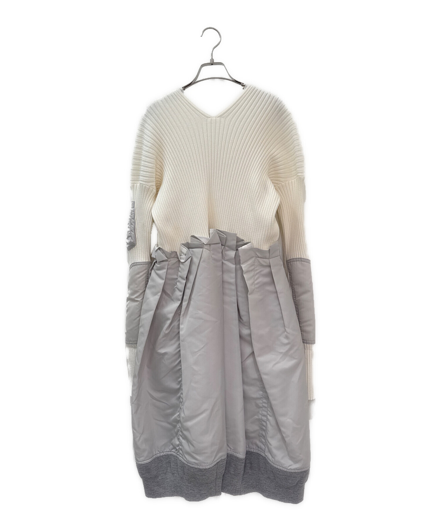 中古・古着通販】sacai (サカイ) Knit×Nylon Twill Dress グレー
