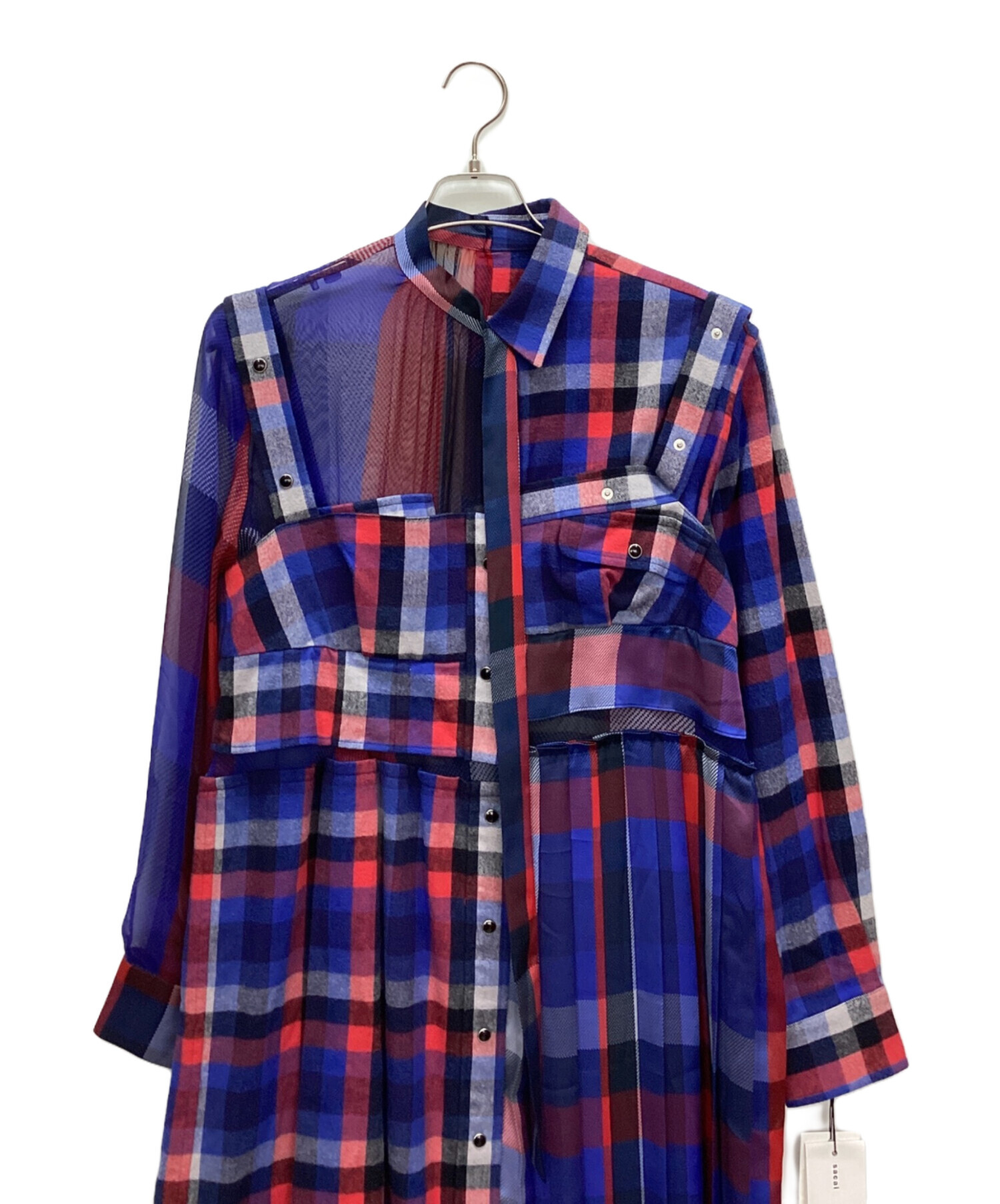 中古・古着通販】sacai (サカイ) 異素材ドッキング ワンピース ブルー