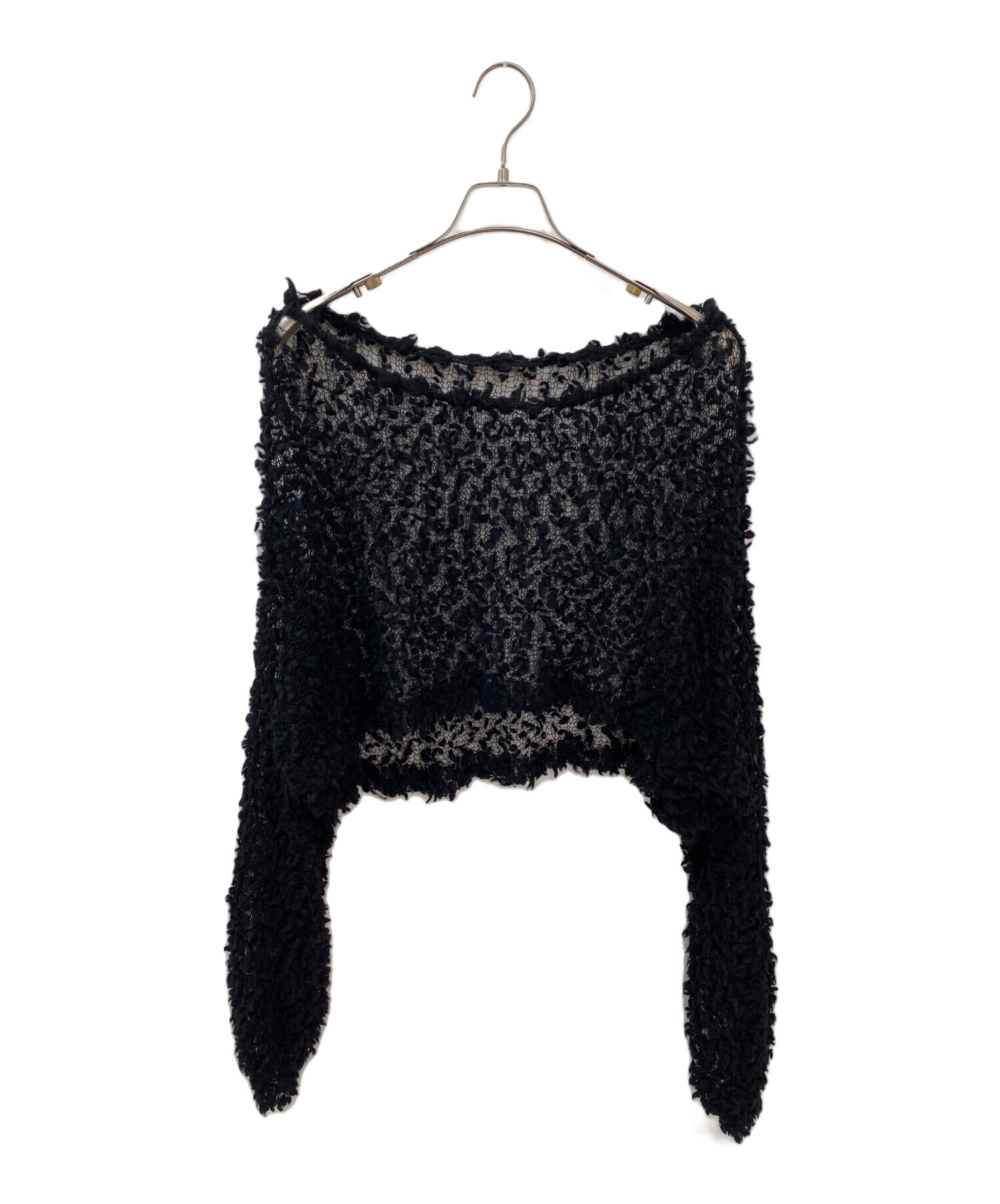 中古・古着通販】cygne (シーニュ) ポップコーン透けニット ブラック