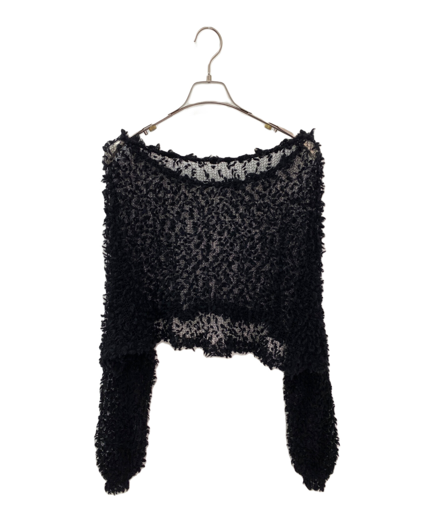 中古・古着通販】cygne (シーニュ) ポップコーン透けニット ブラック