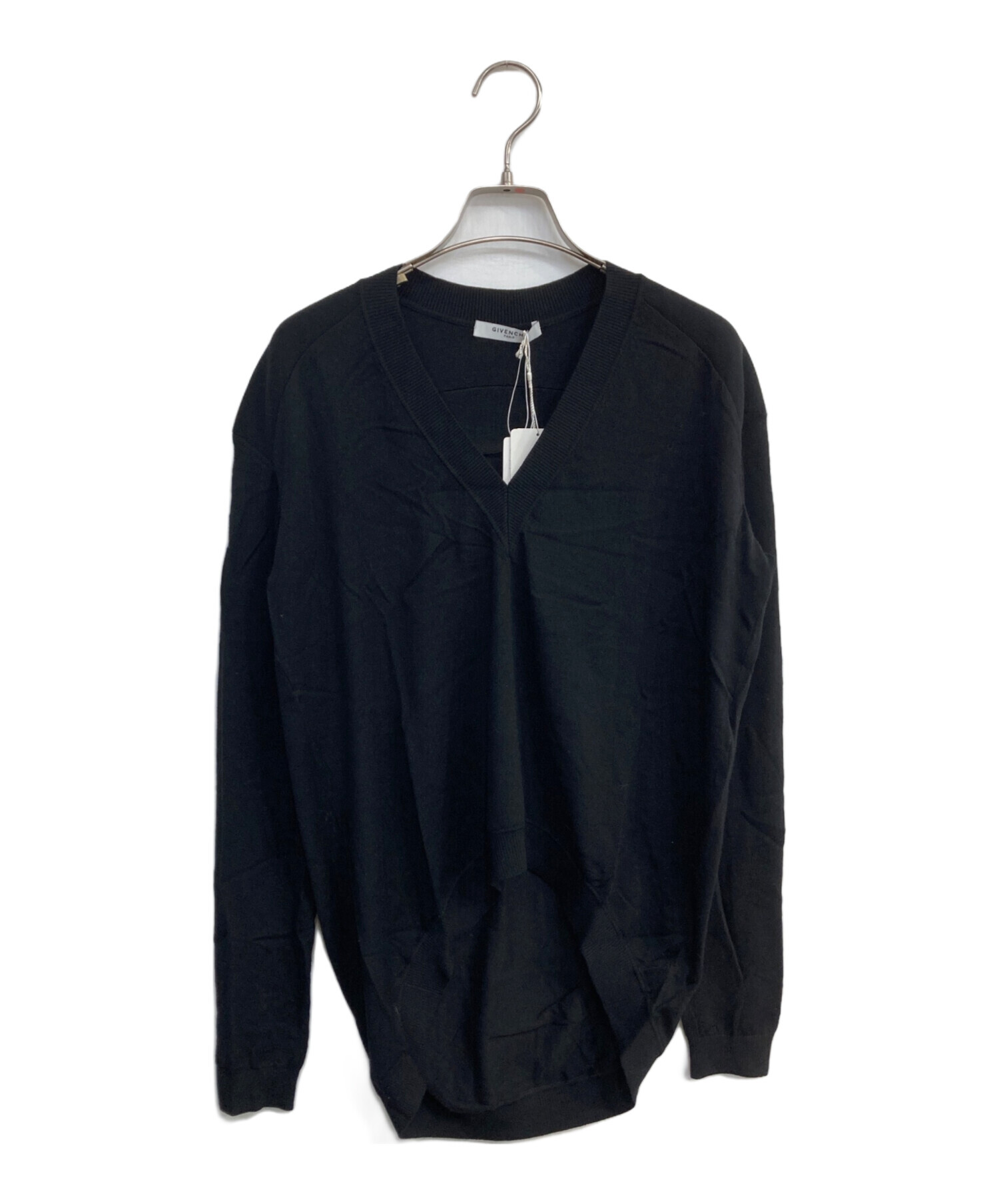 中古・古着通販】GIVENCHY (ジバンシィ) Vネックウールニット ブラック 