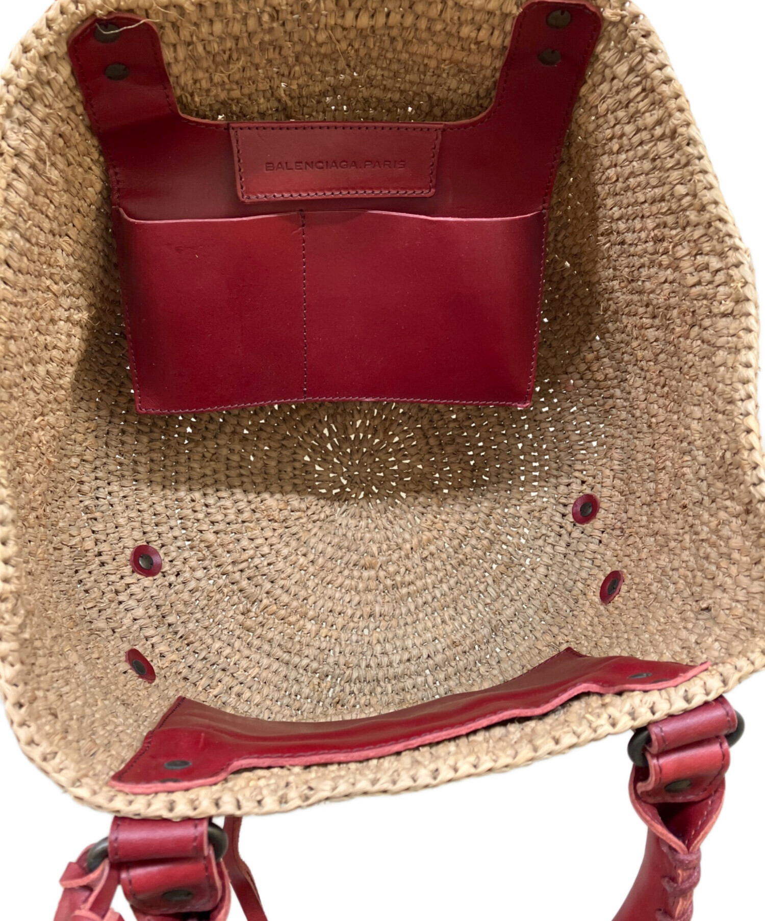 中古・古着通販】BALENCIAGA (バレンシアガ) ラフィアバッグ レッド