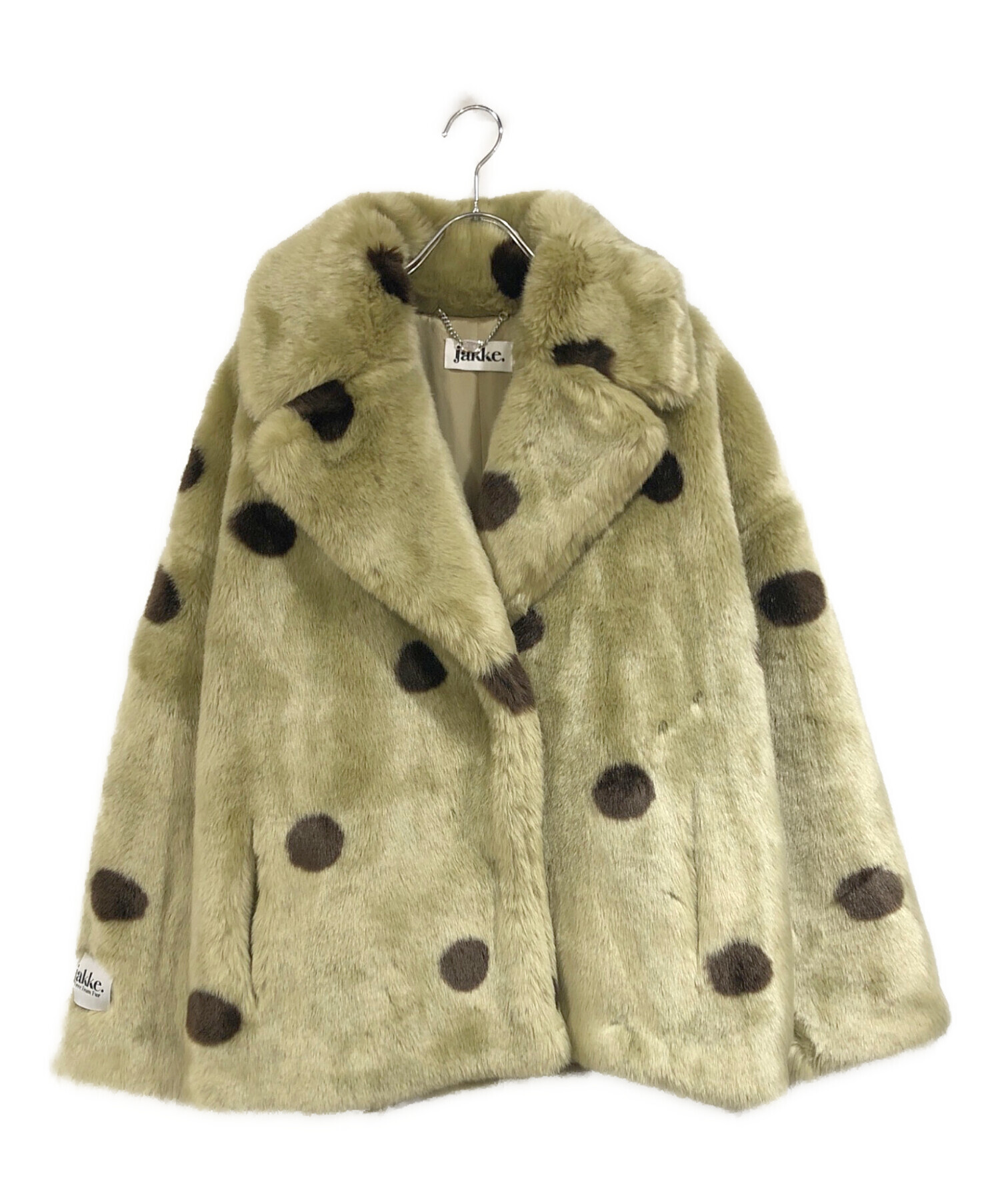 jackie/オリーブグリーン ファーコート Jakke◇フェイクファー コート◇オリーブ/ブラック◇もこもこ (Jakke