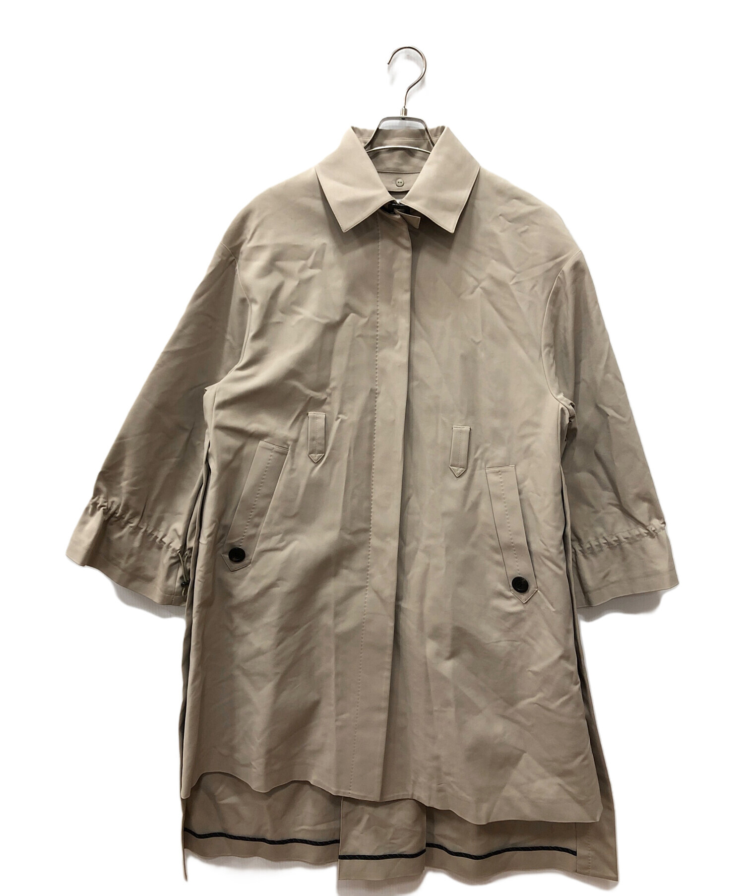 【新品タグ付き】ADORE コンパクトコットンノーカラーコート M ベージュ 中古・古着通販】ADORE (アドーア) コンパクトコットンストレッチ