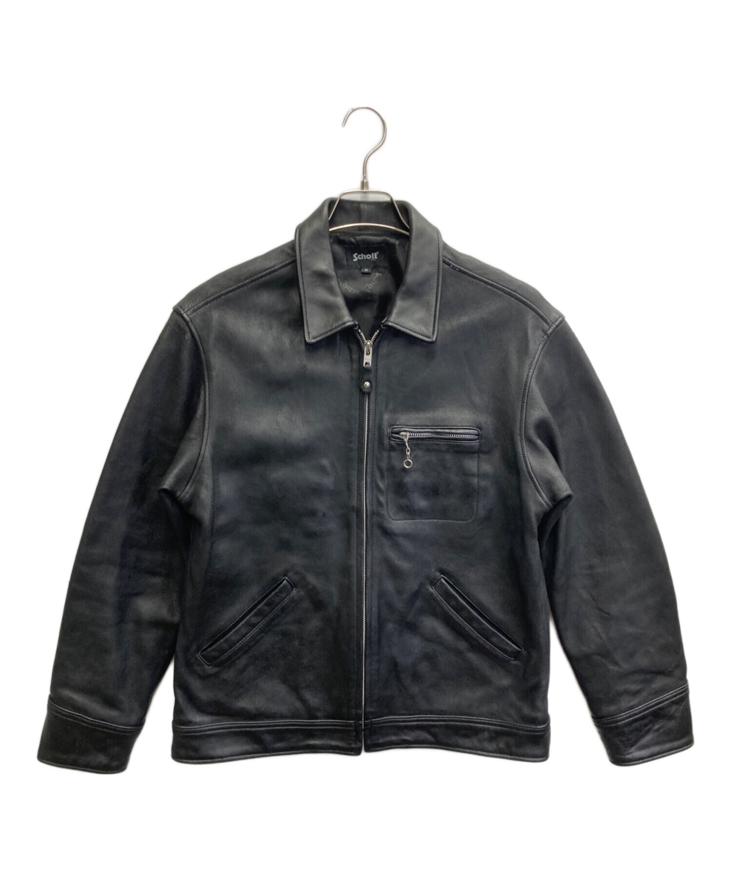 中古・古着通販】Schott (ショット) LEATHER TRACKER JACKET ブラック