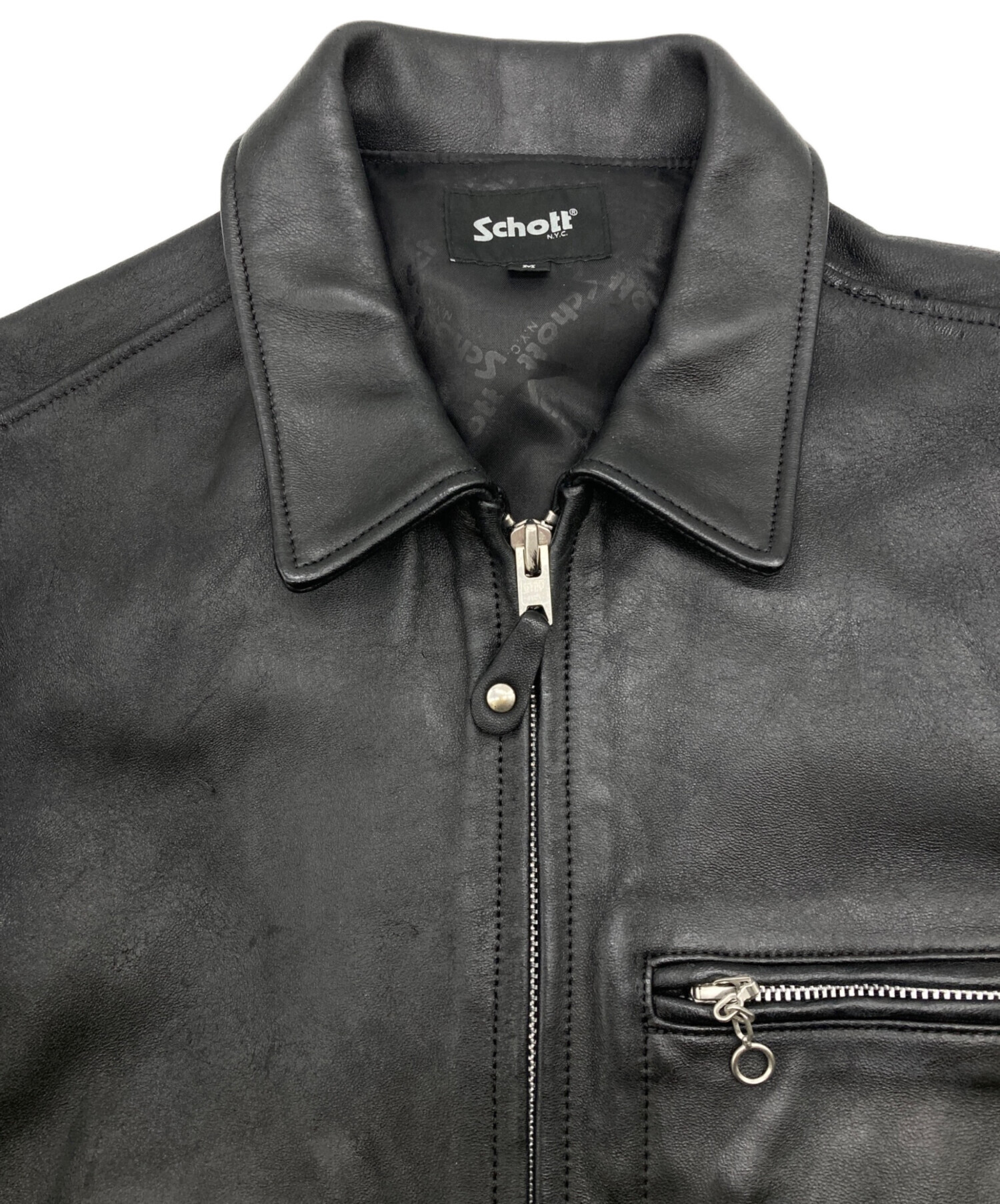 中古・古着通販】Schott (ショット) LEATHER TRACKER JACKET ブラック 