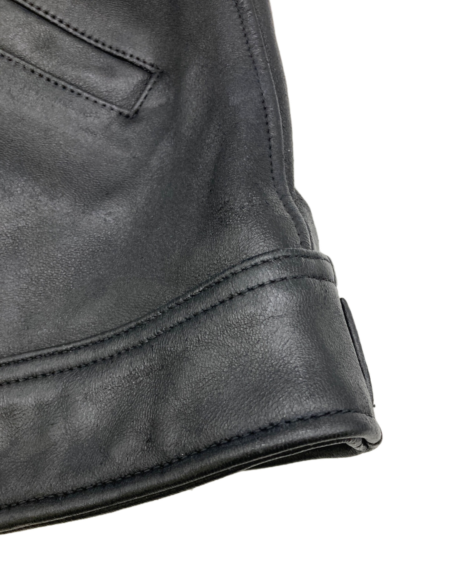 中古・古着通販】Schott (ショット) LEATHER TRACKER JACKET ブラック 