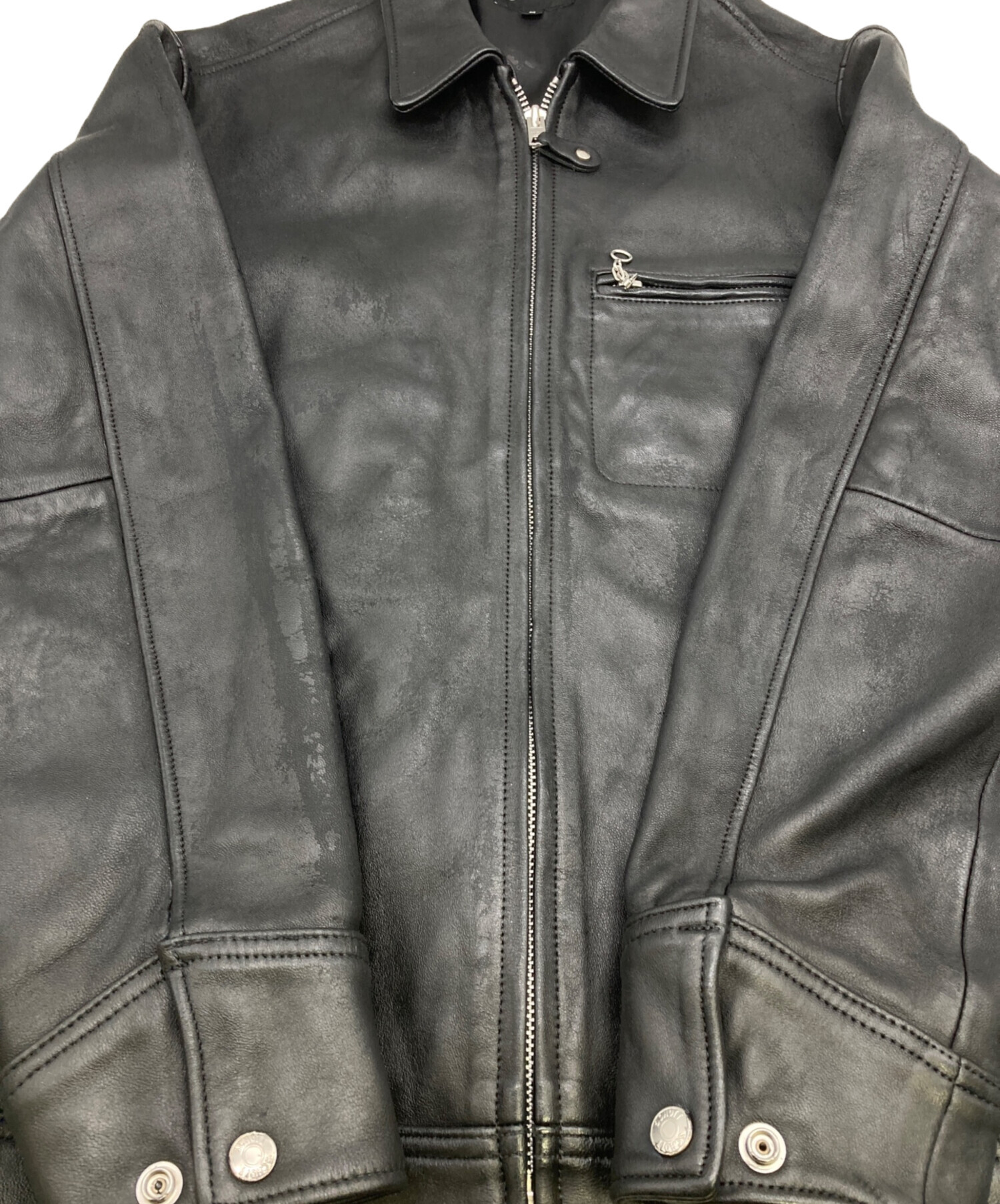中古・古着通販】Schott (ショット) LEATHER TRACKER JACKET ブラック