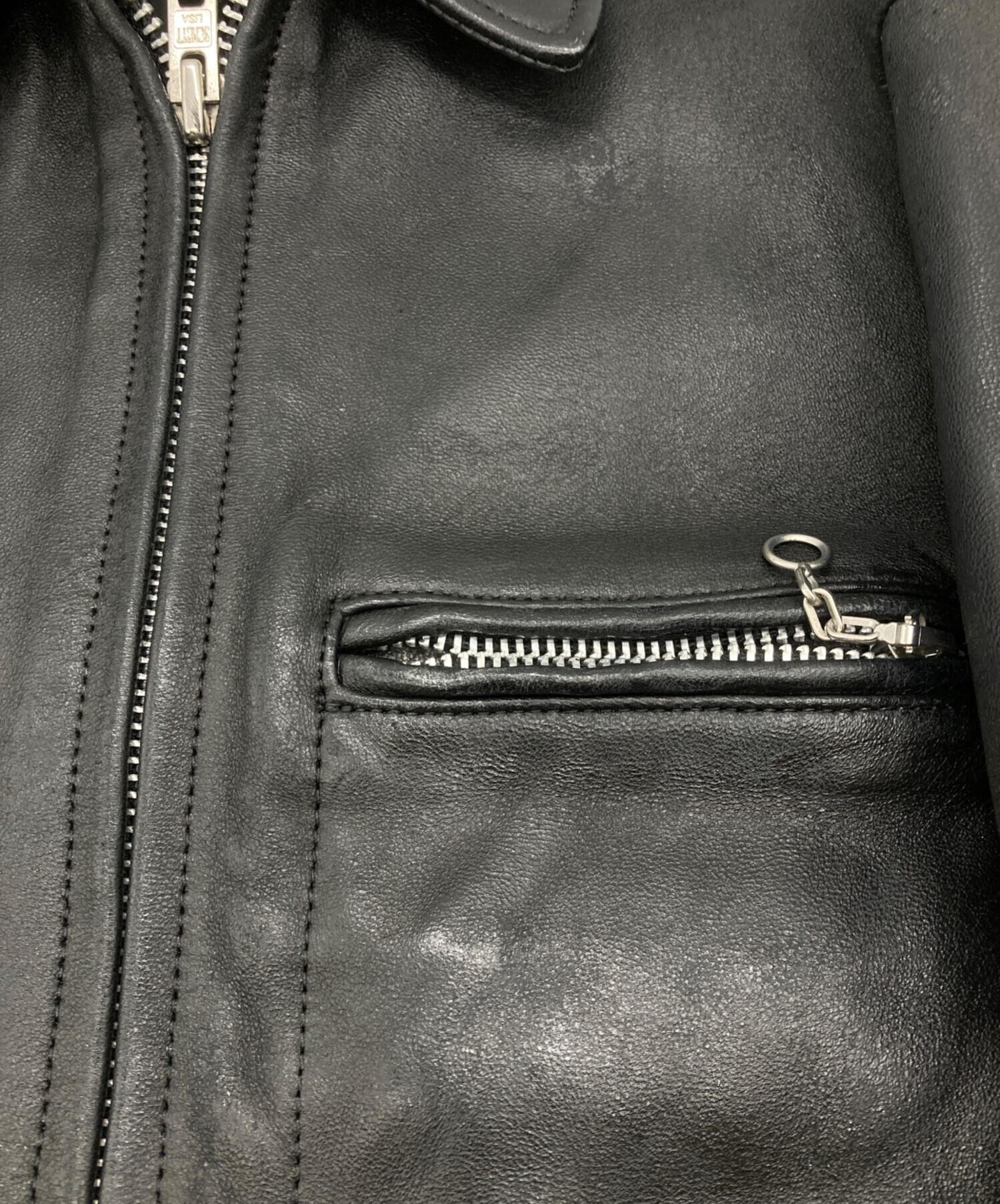 中古・古着通販】Schott (ショット) LEATHER TRACKER JACKET ブラック