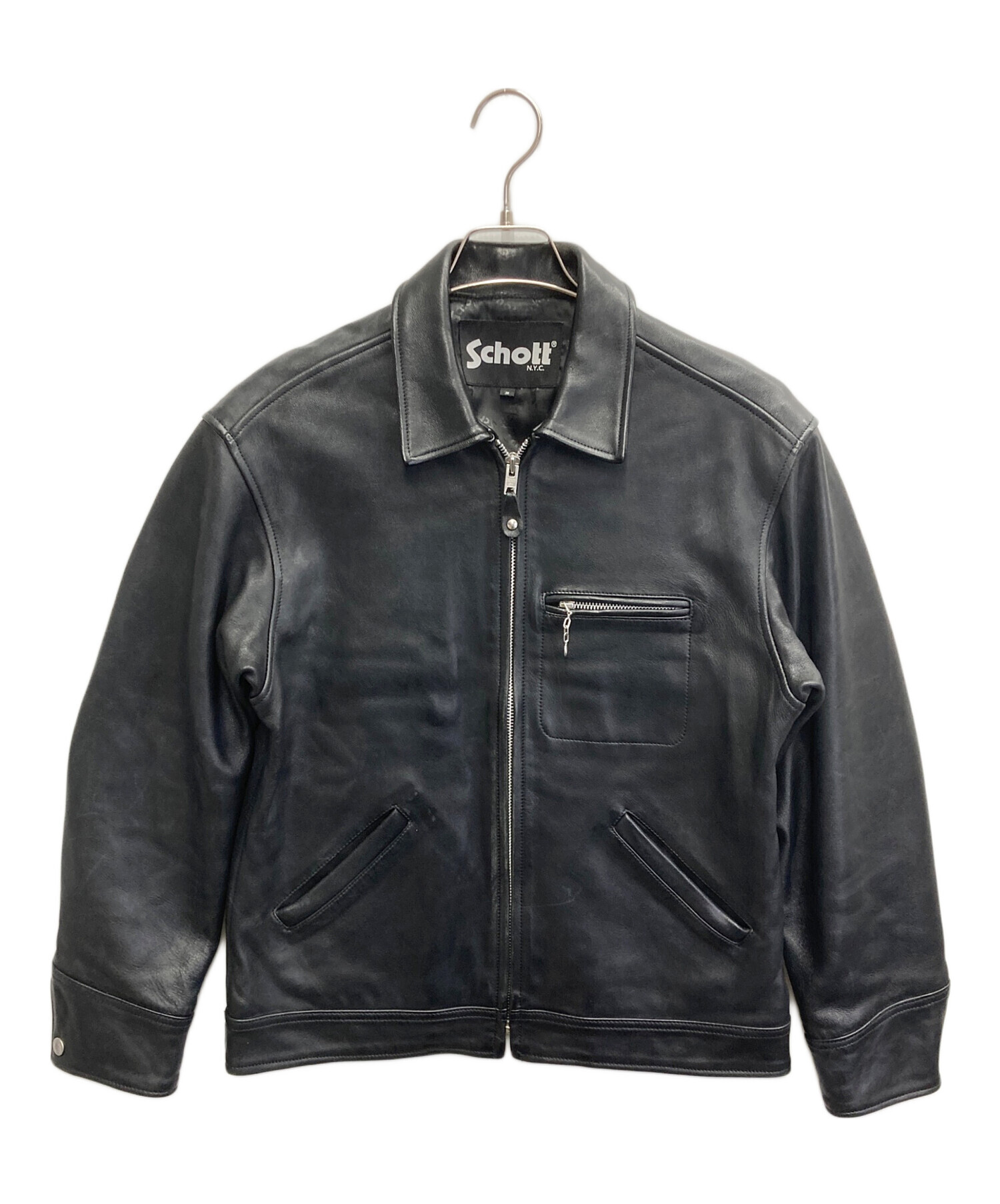 中古・古着通販】Schott (ショット) LEATHER TRACKER JACKET ブラック