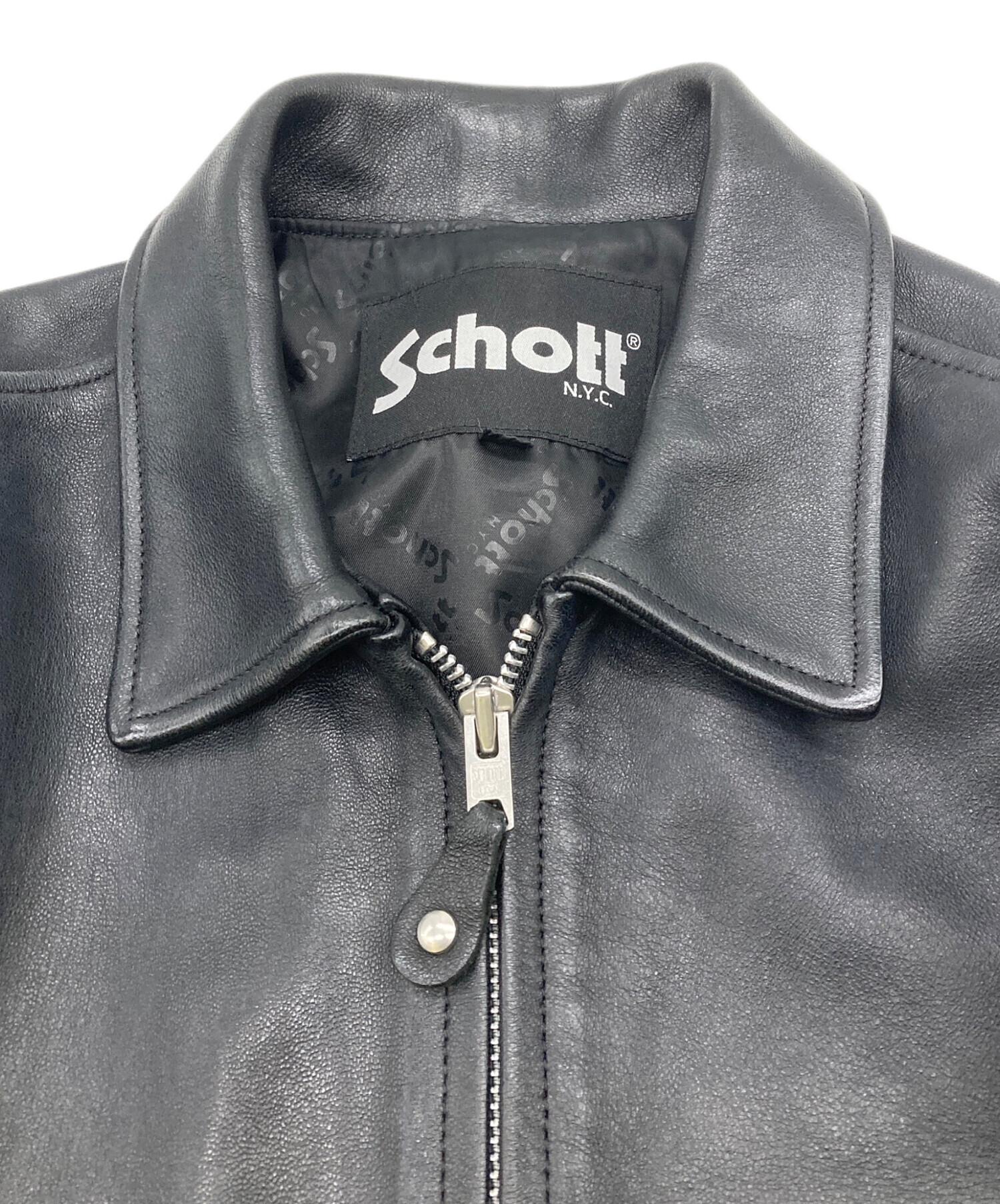 中古・古着通販】Schott (ショット) LEATHER TRACKER JACKET ブラック