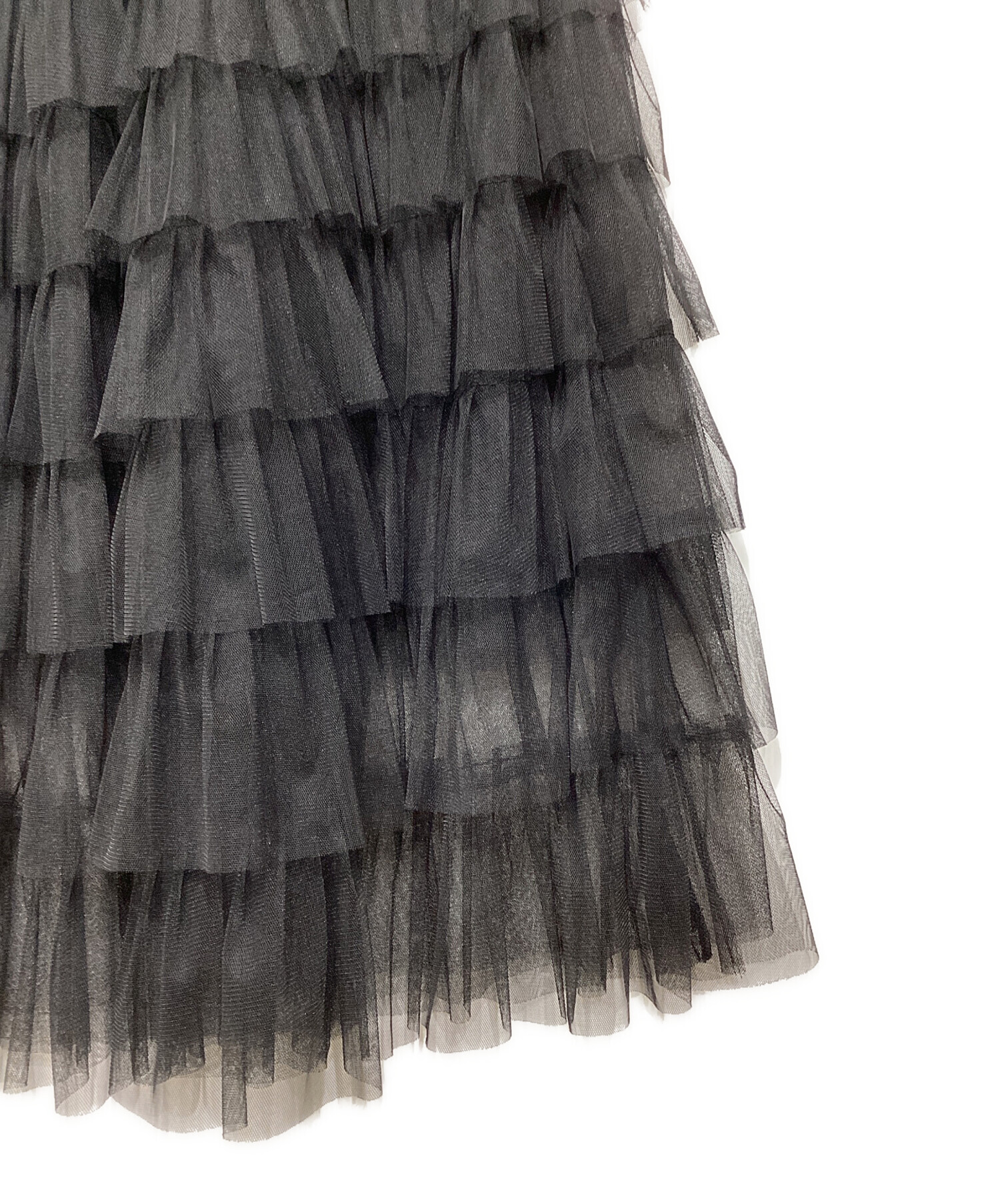 中古・古着通販】Ameri (アメリ) BLACK TULLE RAFFLE SKIRT