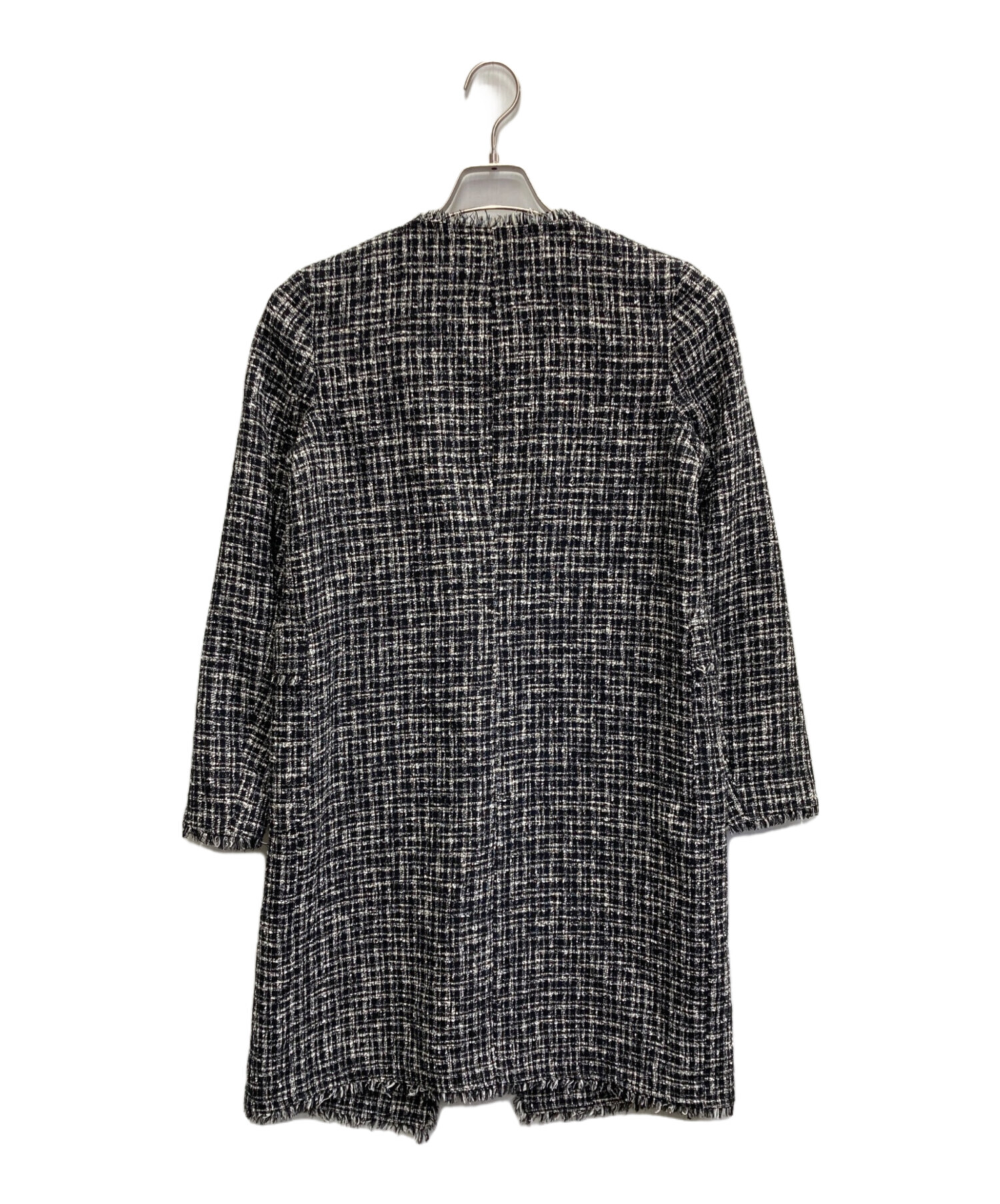 theory luxe セオリー ツイードコート ノーカラー 大きいサイズ42 Theory luxe - theory luxe モノトーン ノーカラーツイードコート 40の