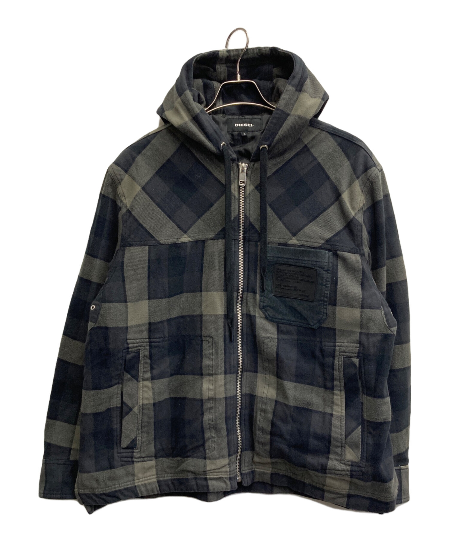 中古・古着通販】DIESEL (ディーゼル) フーデッドジャケット グレー 
