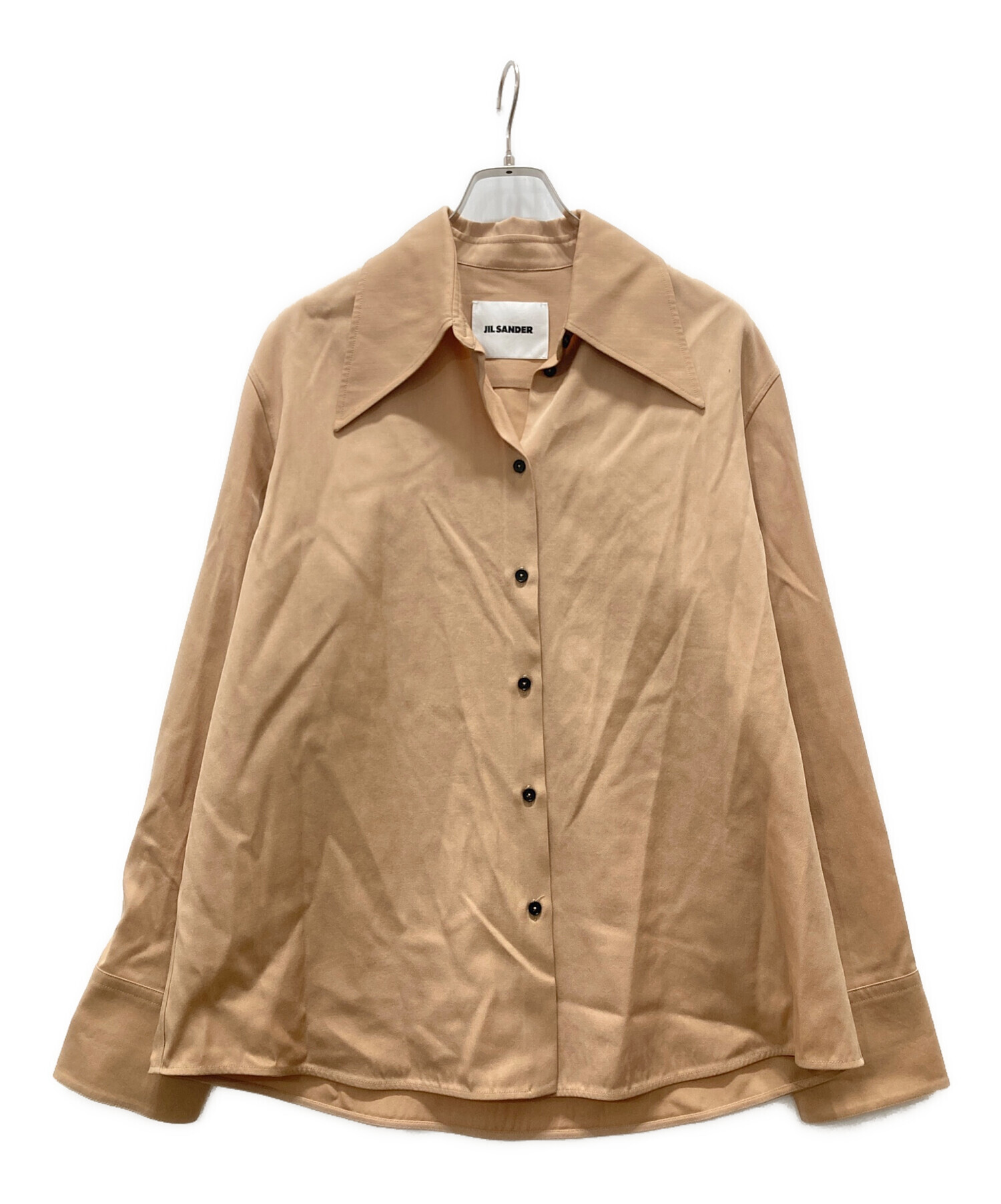 美品 JIL SANDER ジルサンダー 長袖 バンドカラーシャツ ブラウス 34 ベージュ レディース 古着 中古 USED JIL SANDER - 美品 JIL SANDER ジルサンダー 長袖 バンドカラーシャツ