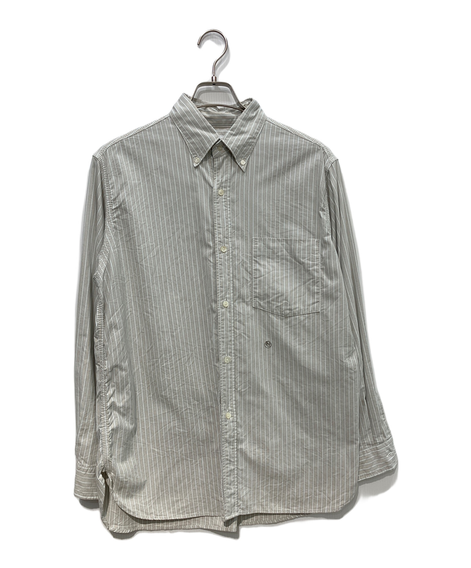 nanamica ナナミカ カジュアルシャツ S グレー 【古着】【中古】【送料無料】 中古・古着通販】nanamica (ナナミカ) Button Down Stripe Wind Shirt