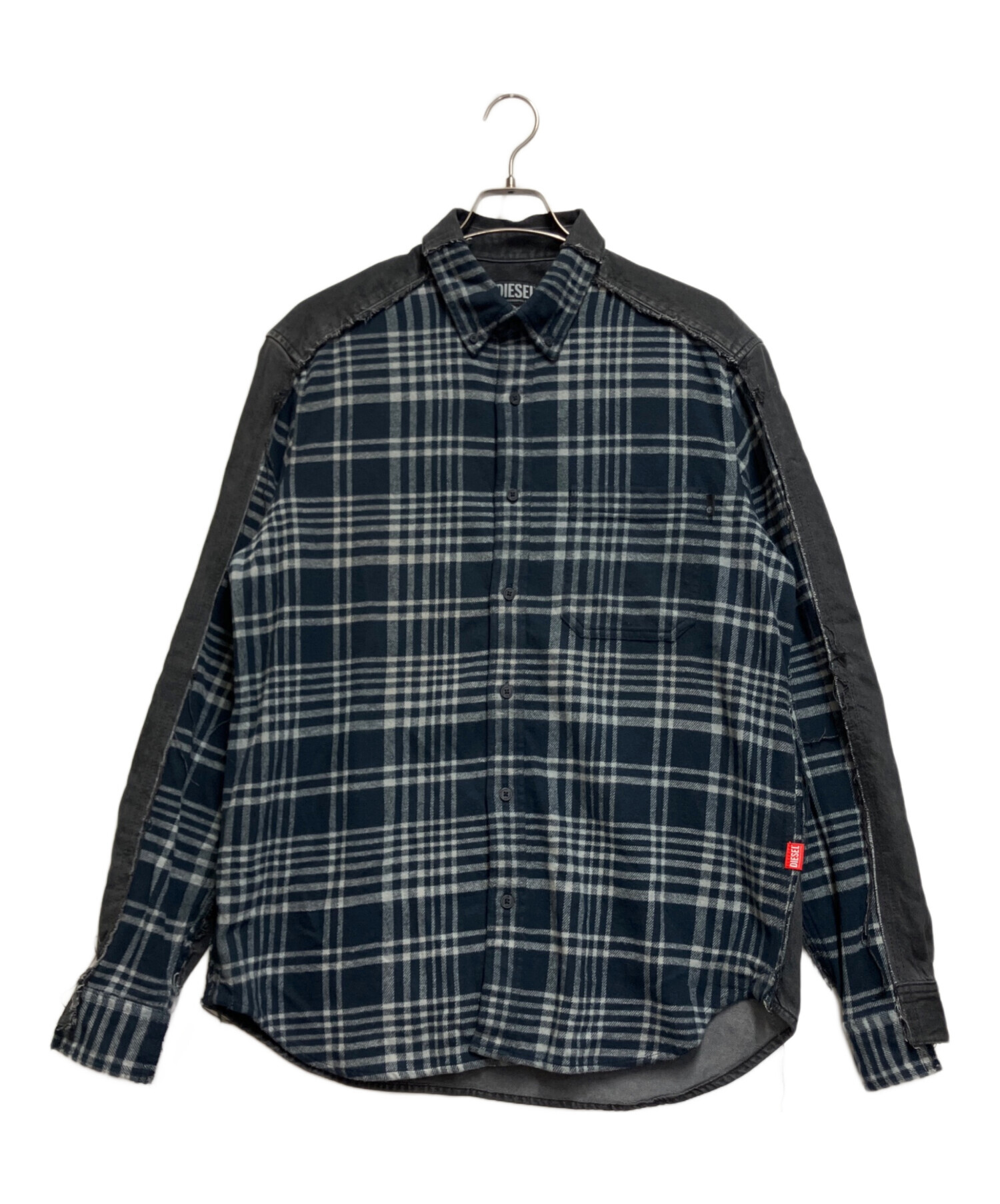 DIESEL ディーゼル 25SS ×Timberland ティンバーランド デニム切り替え 再構築 長袖シャツ ネイビー/ブラック DL-6B-T 中古・古着通販】DIESEL (ディーゼル) Timberland (ティンバーランド