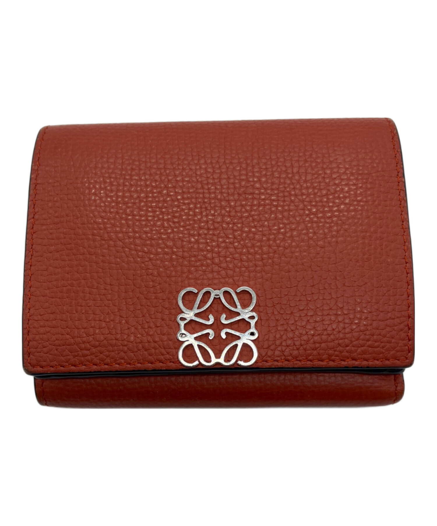 LOEWE ロエベ 三つ折り財布 レザー ブラウン/レッド 中古・古着通販】LOEWE (ロエベ) 3つ折り財布 ブラウン サイズ