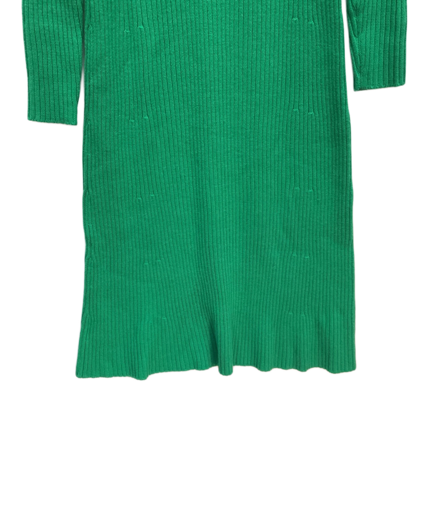 極美品 ヴェルメイユパーイエナ 長袖 リブニットポロワンピース グリーン 襟付き 中古・古着通販】VERMEIL par iena (ヴェルメイユ パー イエナ