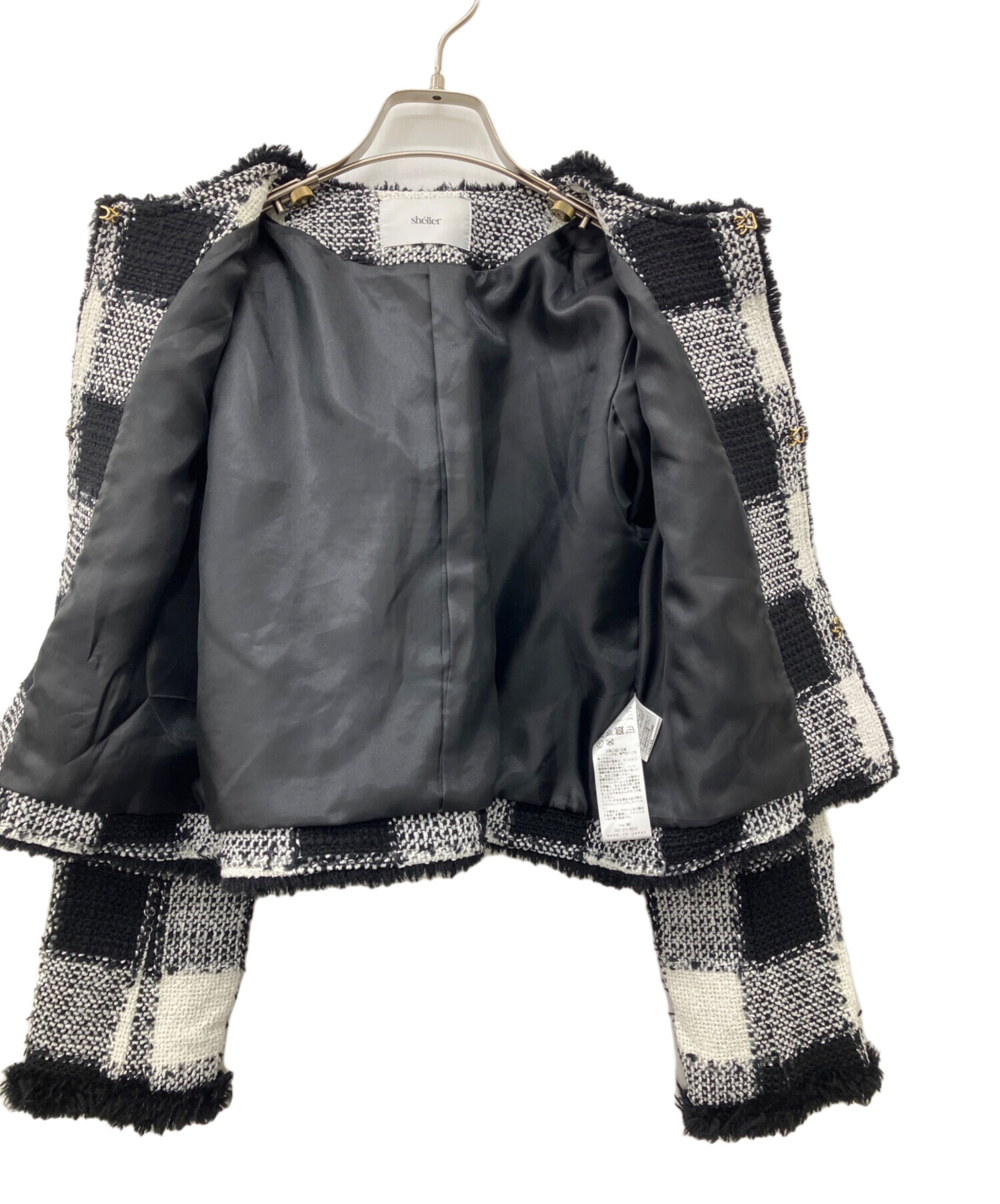 中古・古着通販】sheller (シェリエ) ギンガムツイードノーカラー