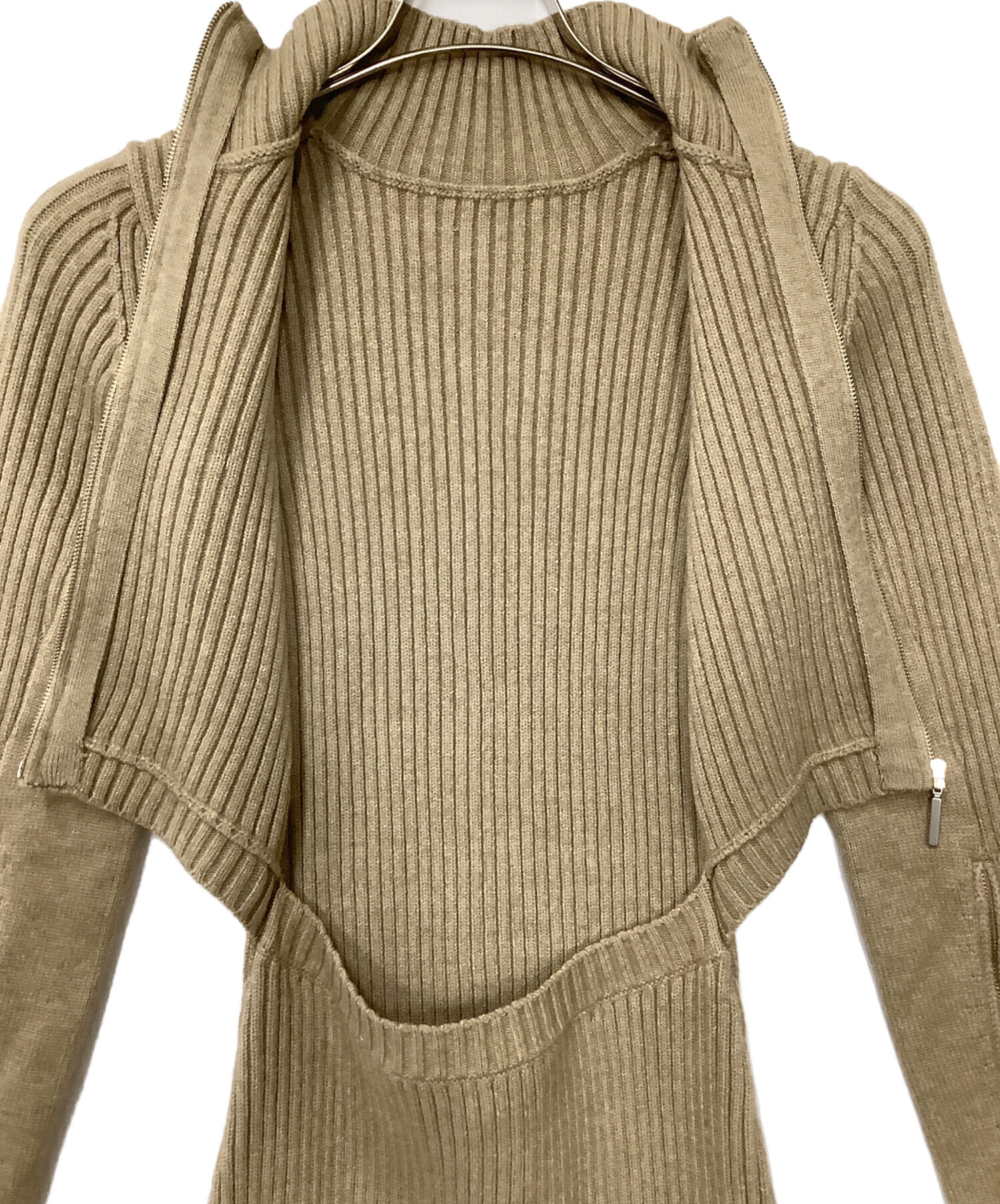 中古・古着通販】ROSARYMOON (ロザリームーン) Front Zip Knit Dress