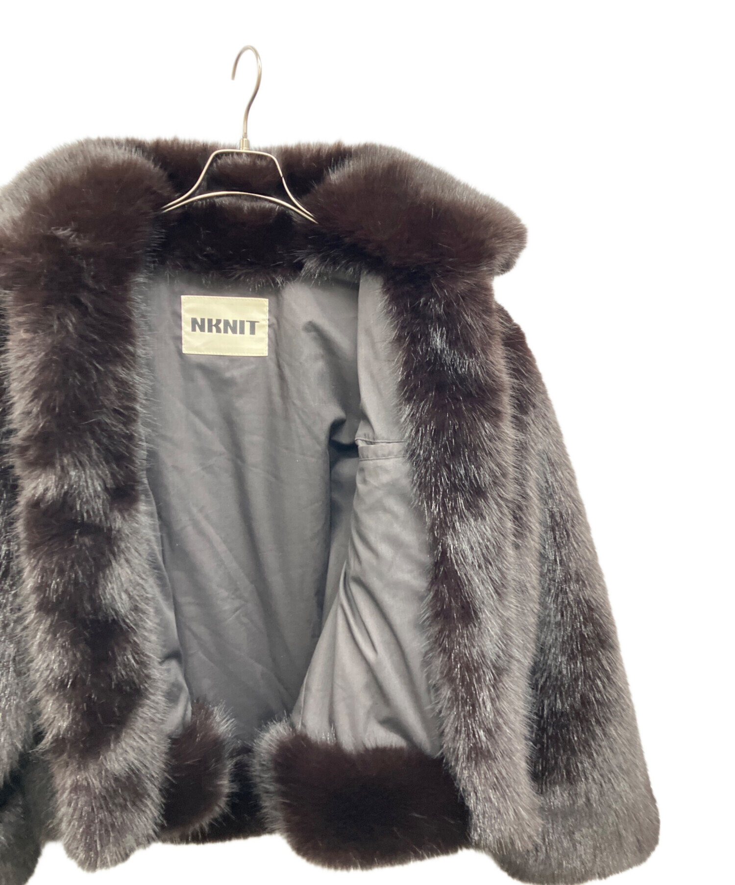 中古・古着通販】NKNIT (ンニット) faux fur big jacket ブラウン