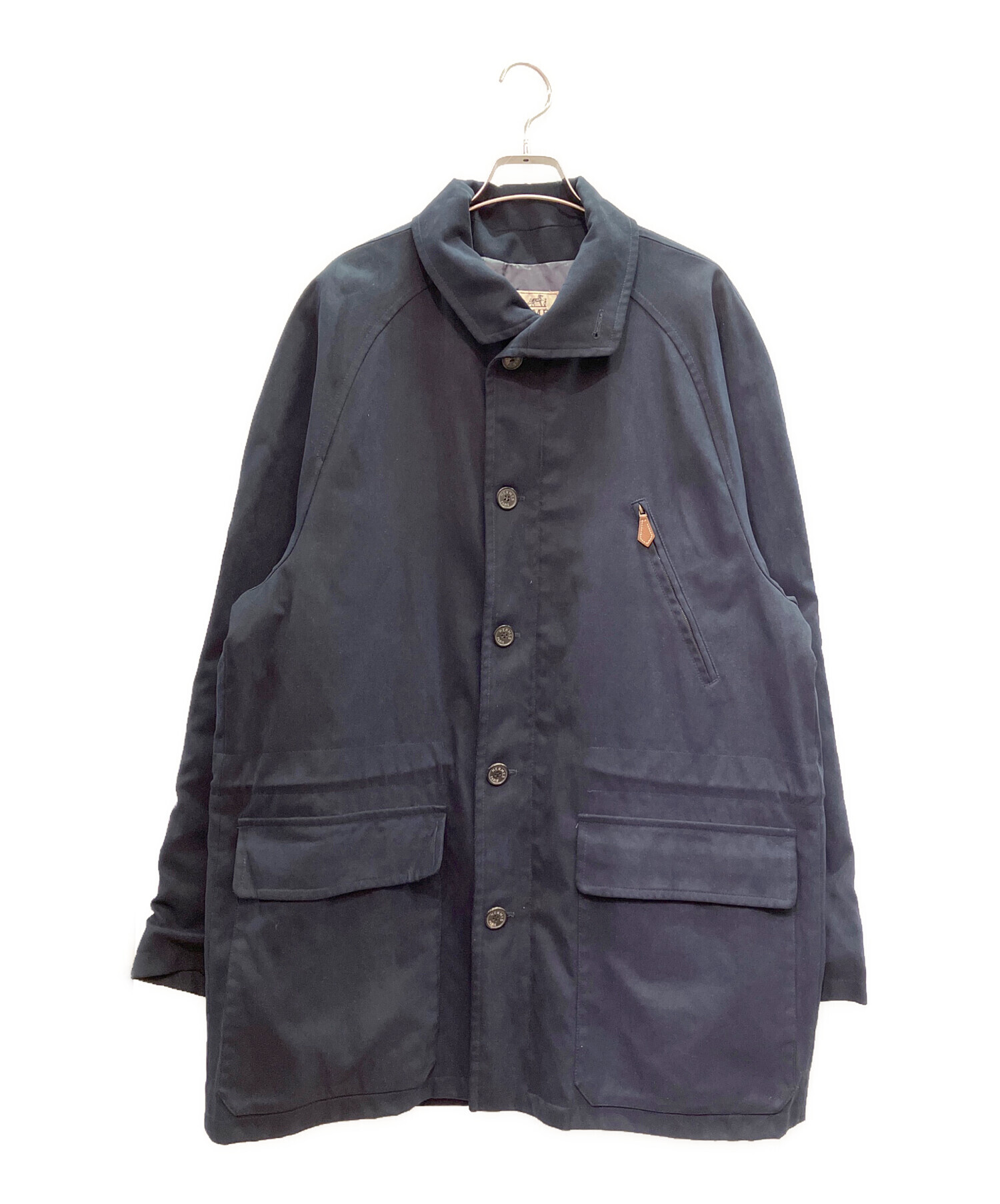 中古・古着通販】HERMES (エルメス) スタンドカラーコート ネイビー