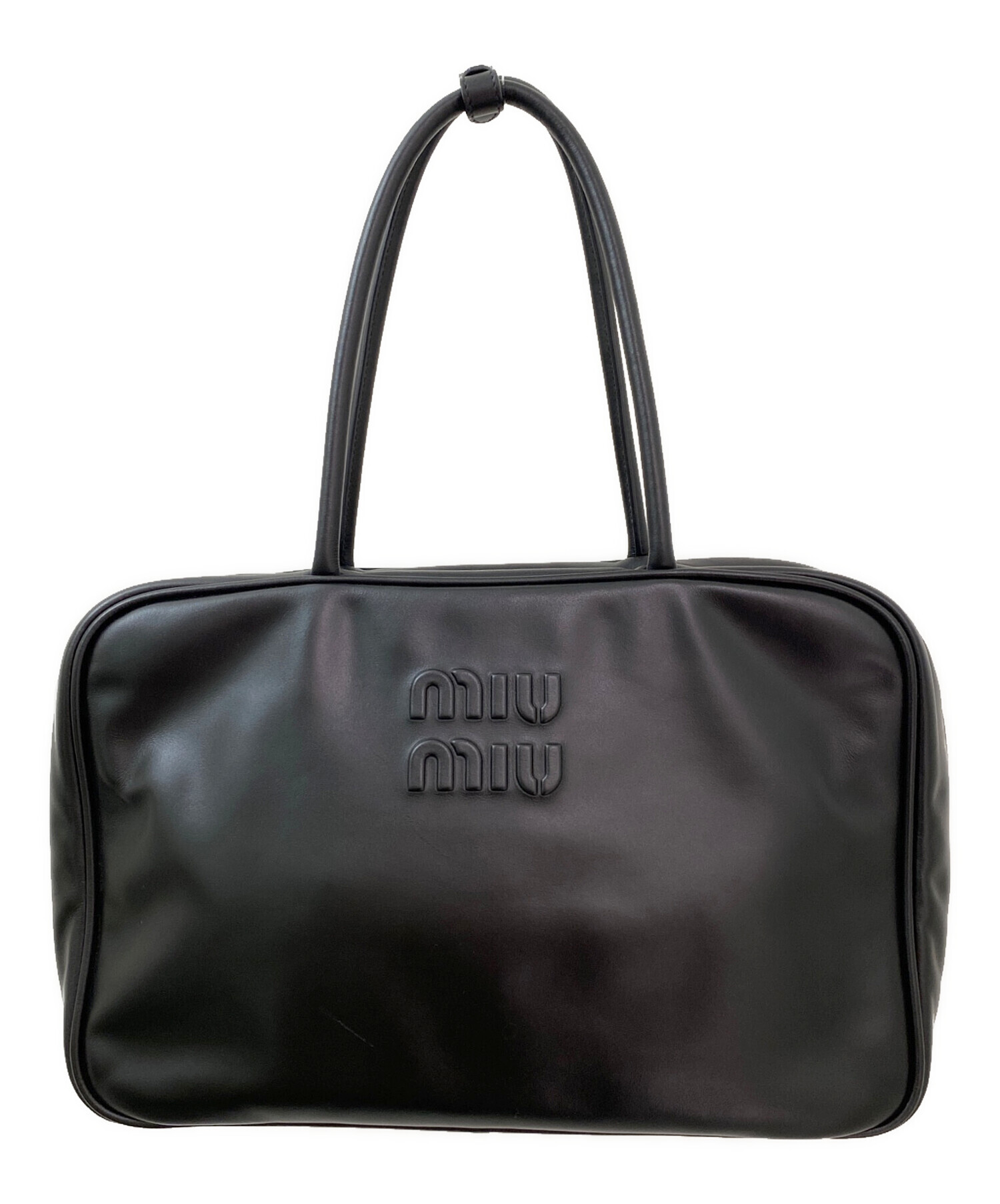 中古・古着通販】MIU MIU (ミュウミュウ) レザー ボー バッグ ブラック