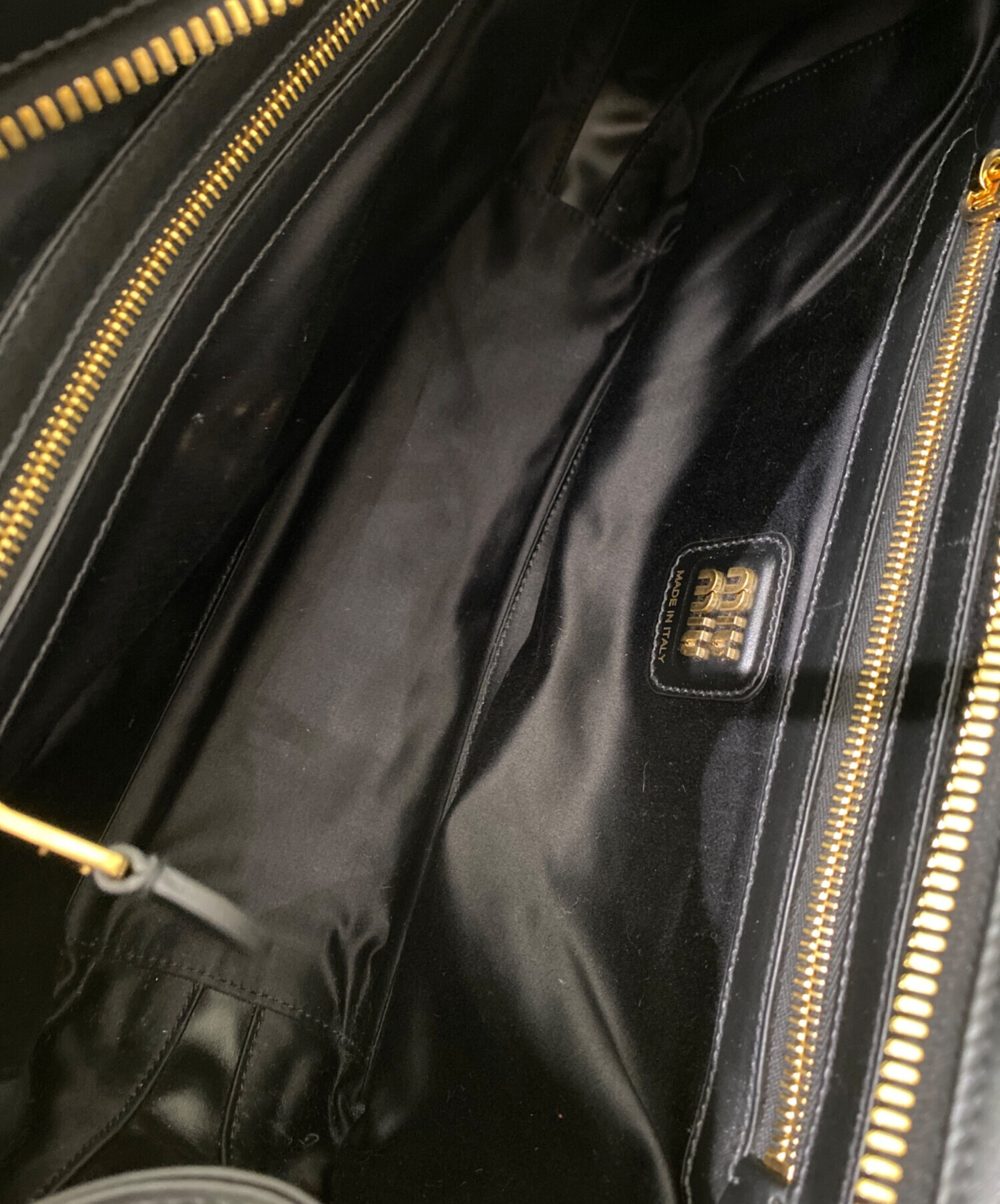 中古・古着通販】MIU MIU (ミュウミュウ) レザー ボー バッグ ブラック