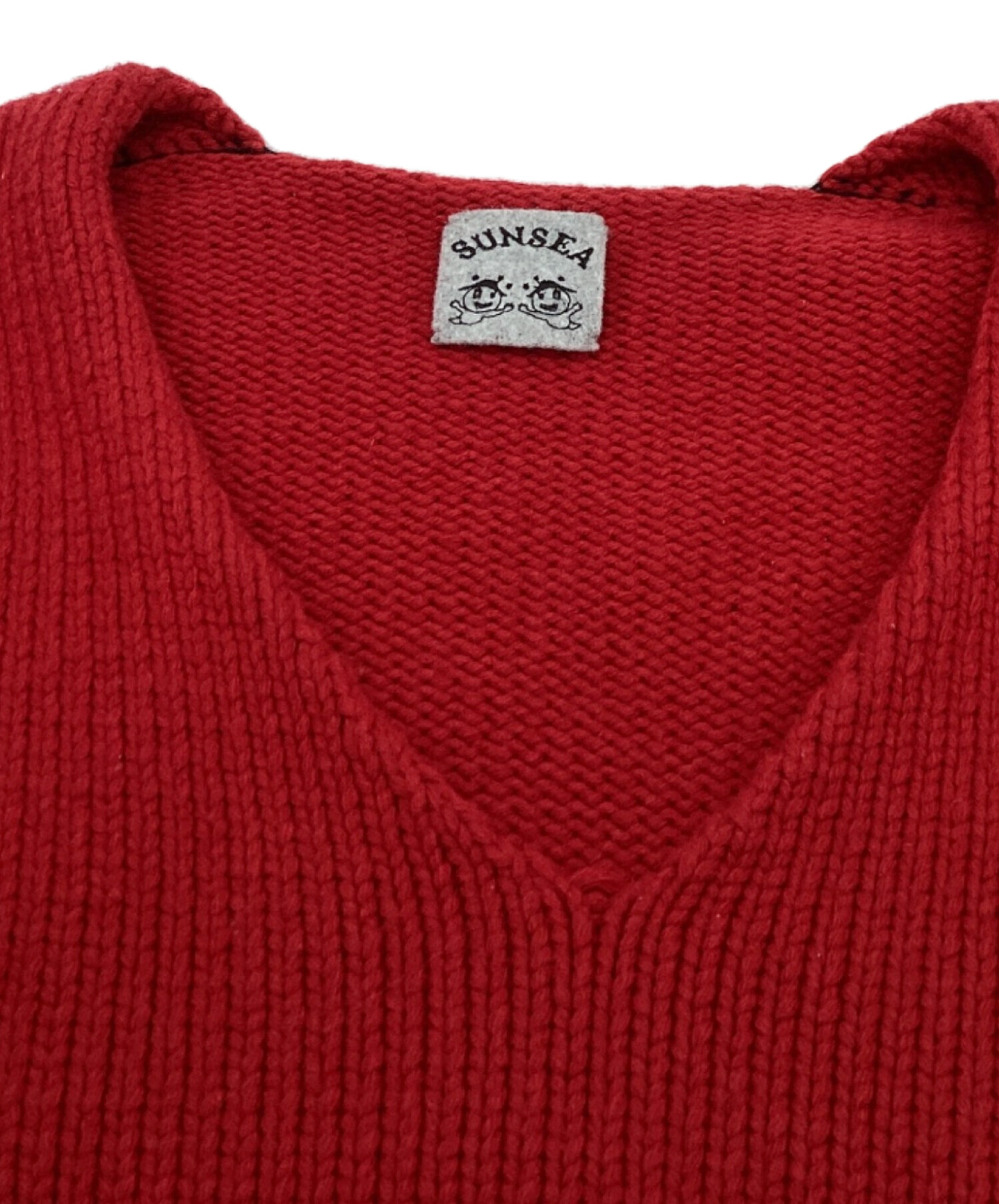 中古・古着通販】SUNSEA (サンシー) V NECK SWEATER / 17A52 レッド 