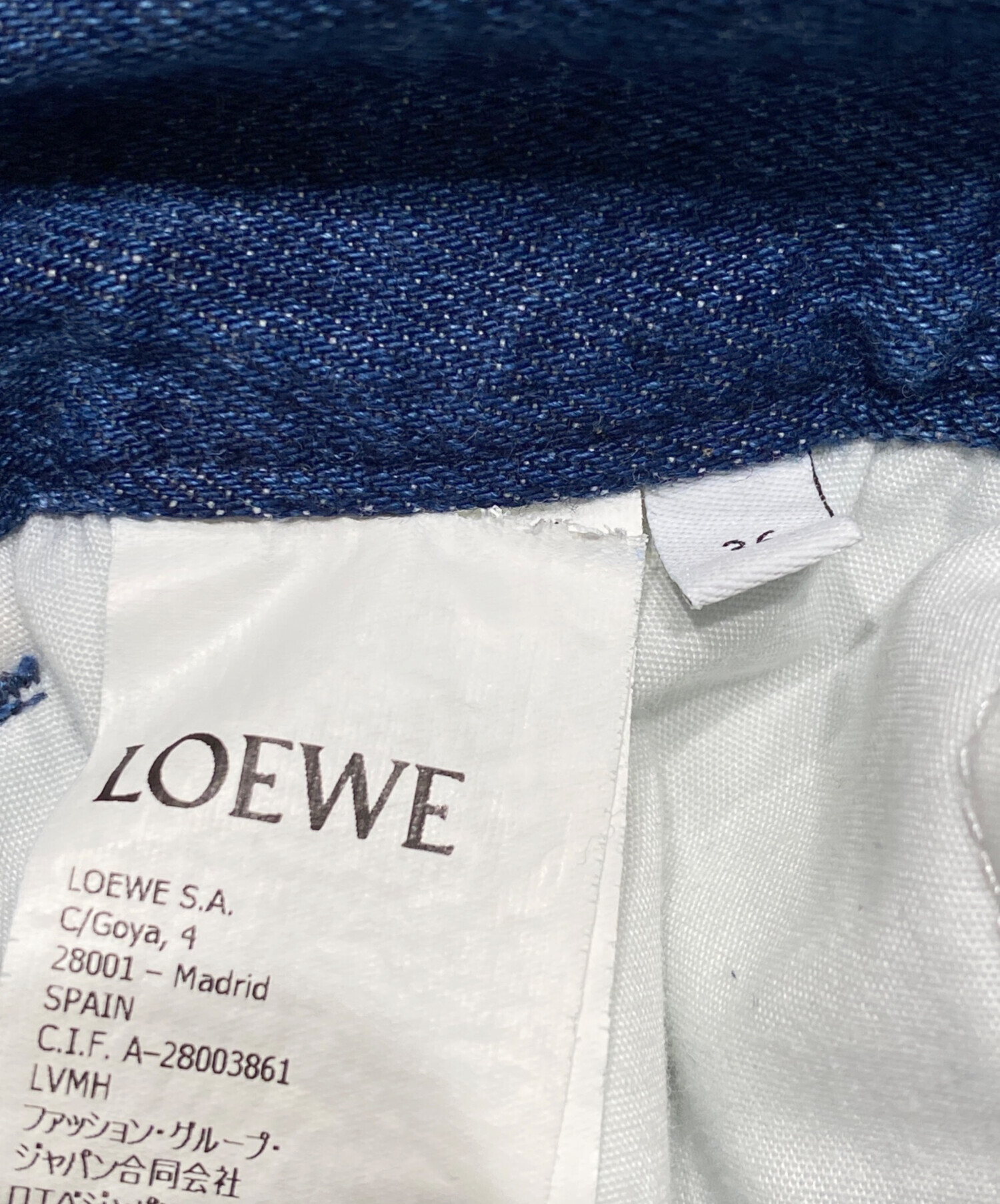 中古・古着通販】LOEWE (ロエベ) ラップデニムパンツ ブルー サイズ:36 