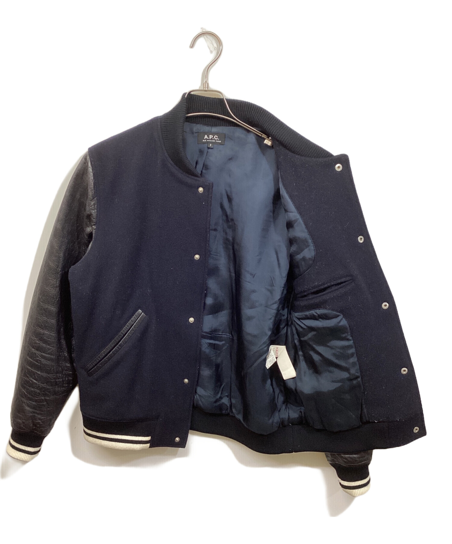 A.P.C アーペーセー フランス製 レザージャケット 00s 90s OLD A.P.C. レザージャケット ネイビー 牛革 Sサイズ 90年代A.P.C. レザー