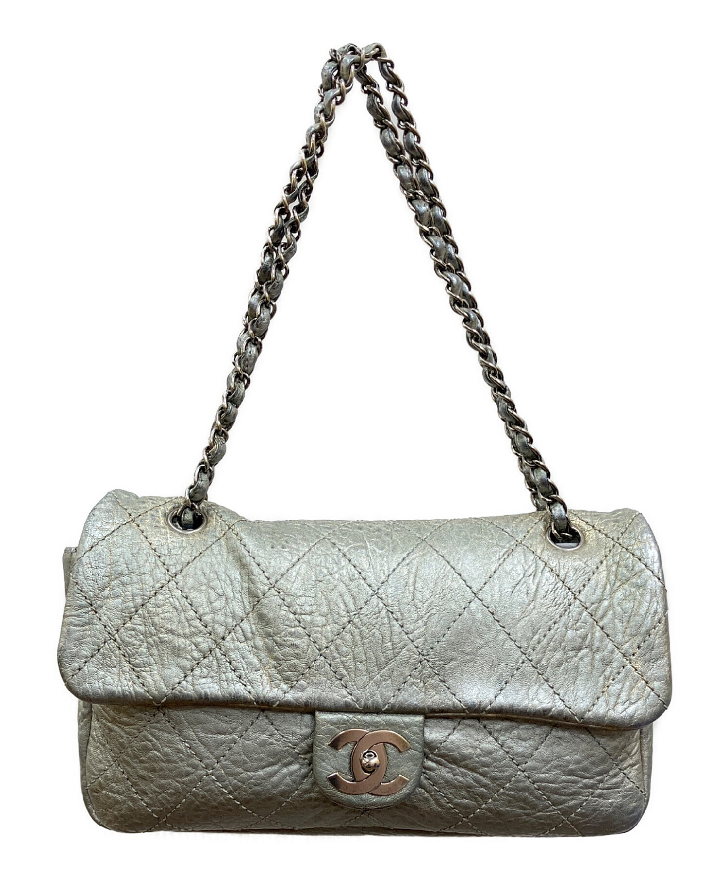 【値下げ】シャネル バッグ シルバー金具 斜め掛け 美品 中古・古着通販】CHANEL (シャネル) ココマーク チェーンショルダー
