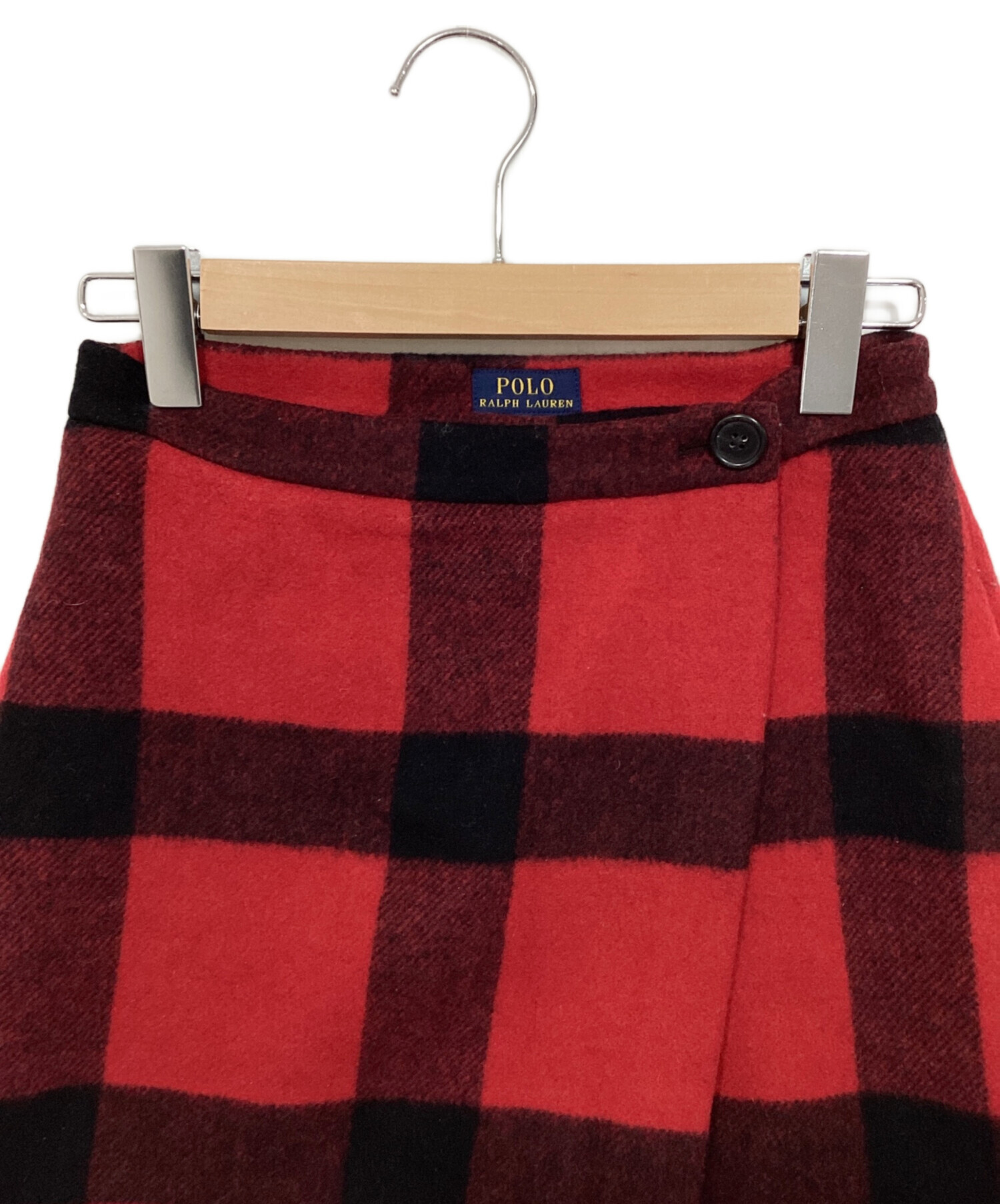 ポロラルフローレン　ラップスカート　タータンチェック　腰紐　赤　0　希少 中古・古着通販】POLO RALPH LAUREN (ポロ・ラルフローレン) ウール