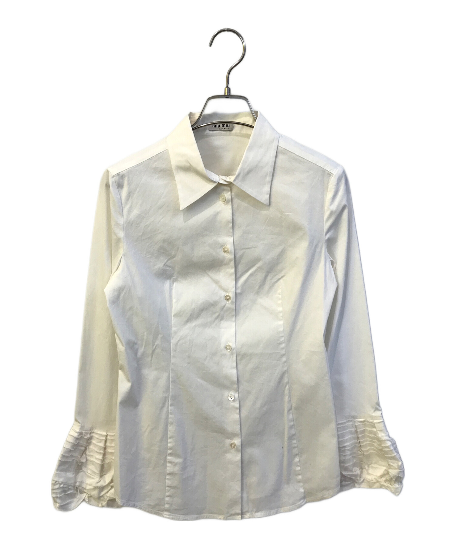 中古・古着通販】MIU MIU (ミュウミュウ) フリルブラウス ホワイト 