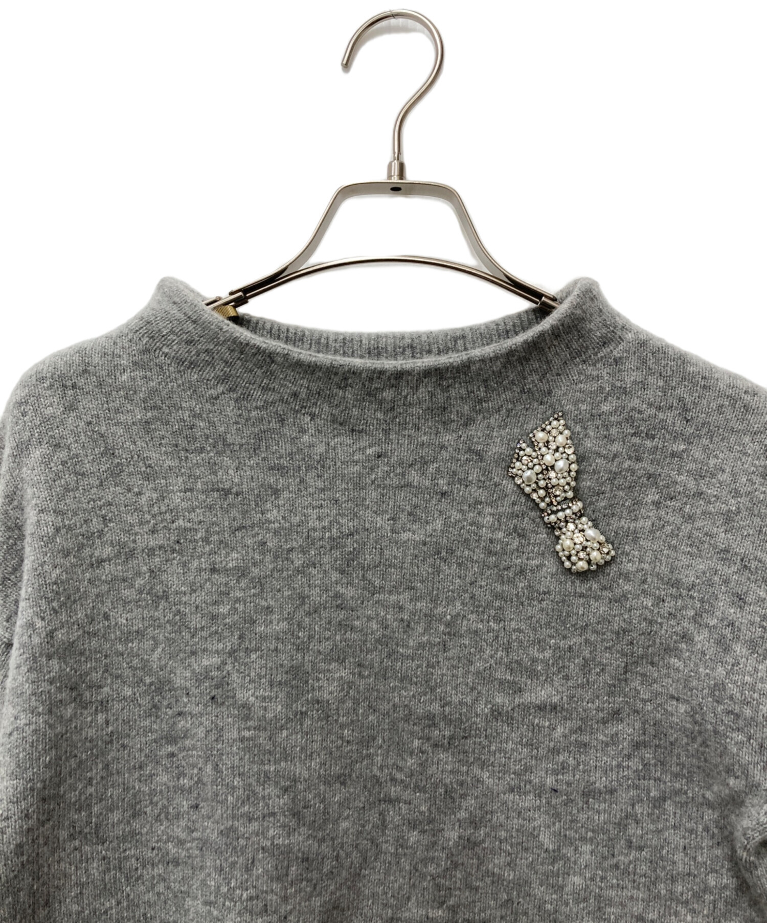 中古・古着通販】ANAYI (アナイ) ウールカシミヤリボンビジュープル