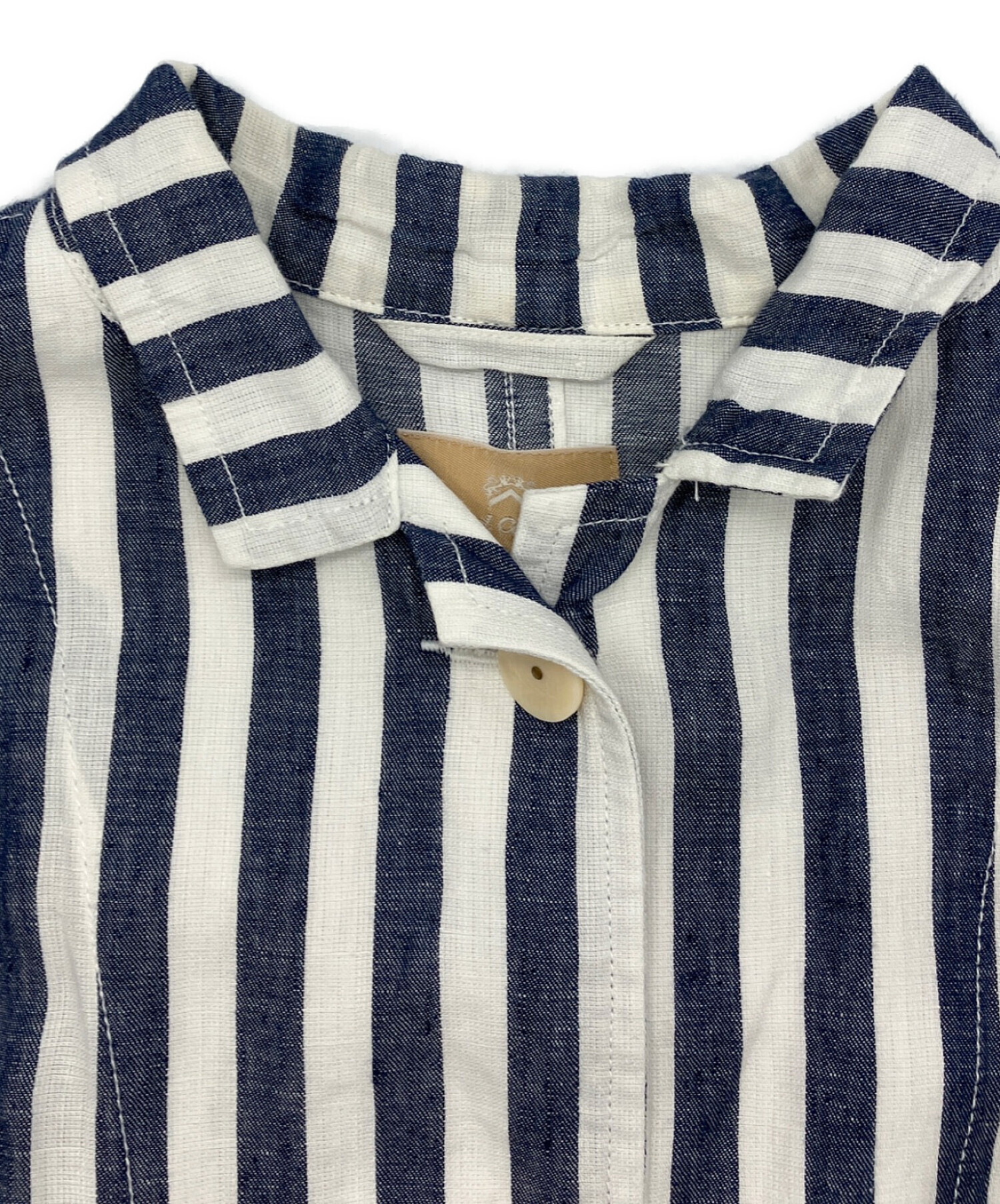 ナイジェルケーボン現行　スリット入り コットンシャツワンピース　ネイビー　8 中古・古着通販】NIGEL CABOURN (ナイジェルケーボン) ストライプ