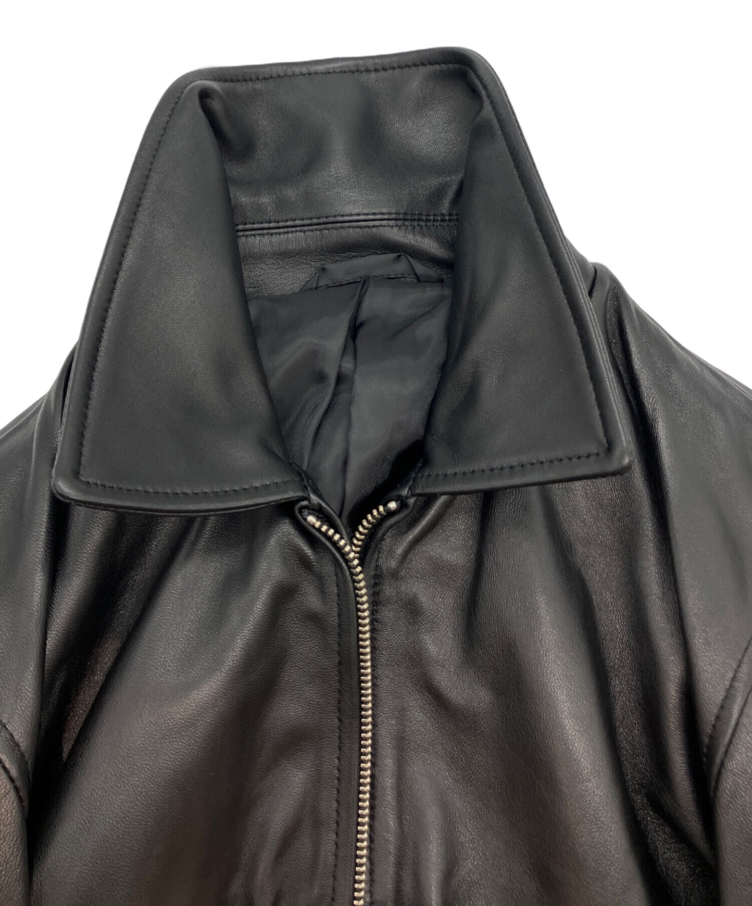 【希少】ETONNE ジャケット シュリンクレザー ブラウン 製品染め 羊革 S 中古・古着通販】ETONNE (エトネ) レザージャケット ブラック サイズ:S