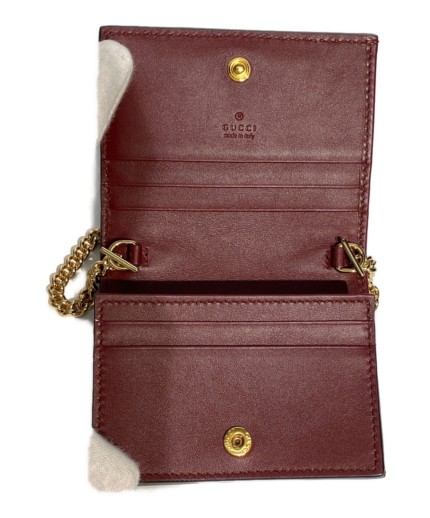 中古・古着通販】GUCCI (グッチ) ミニチェーンウォレット ボルドー