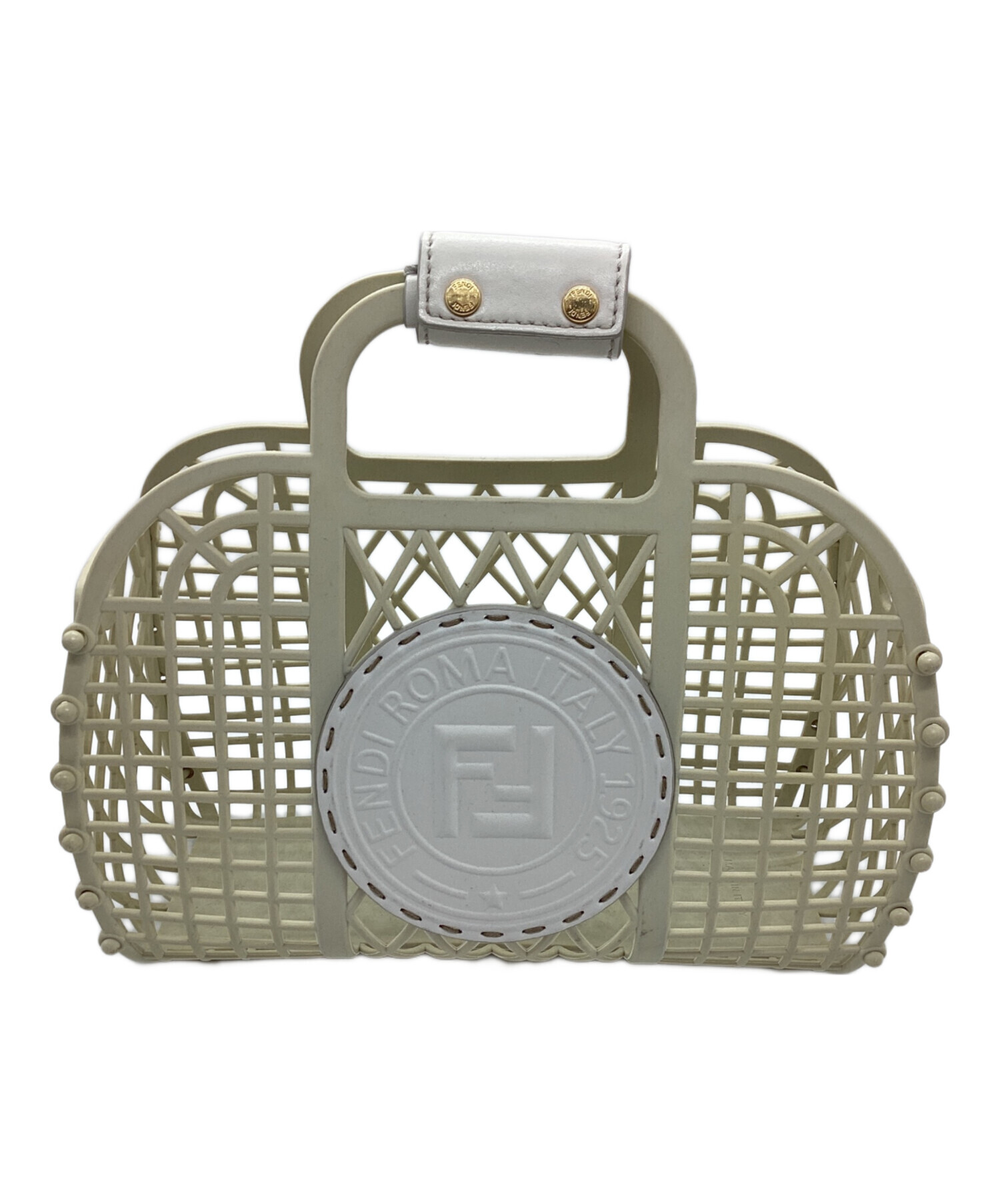 FENDI ハンドバッグ ニット ホワイト 中古・古着通販】FENDI (フェンディ) ハンドバッグ ホワイト｜ブランド